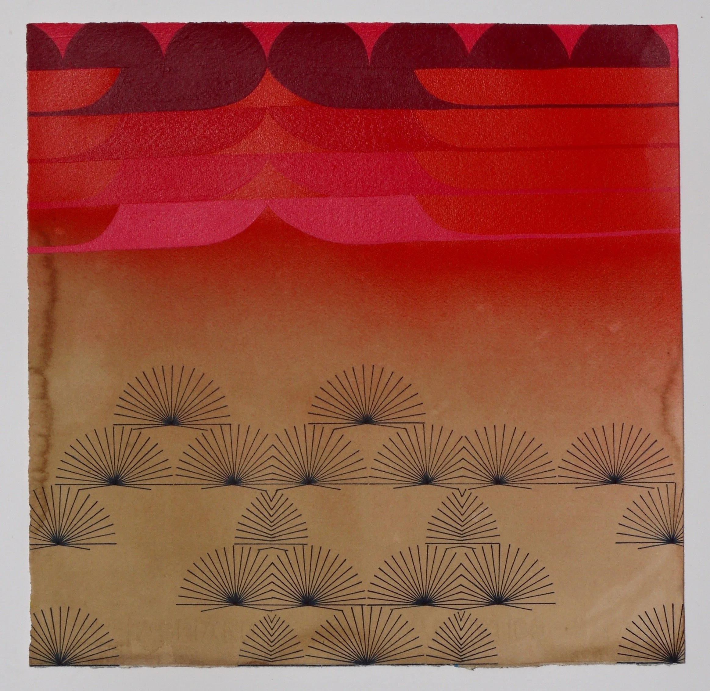 Death Valley, 2016, acrylic on hand-dyed paper, 21 x 21 inches