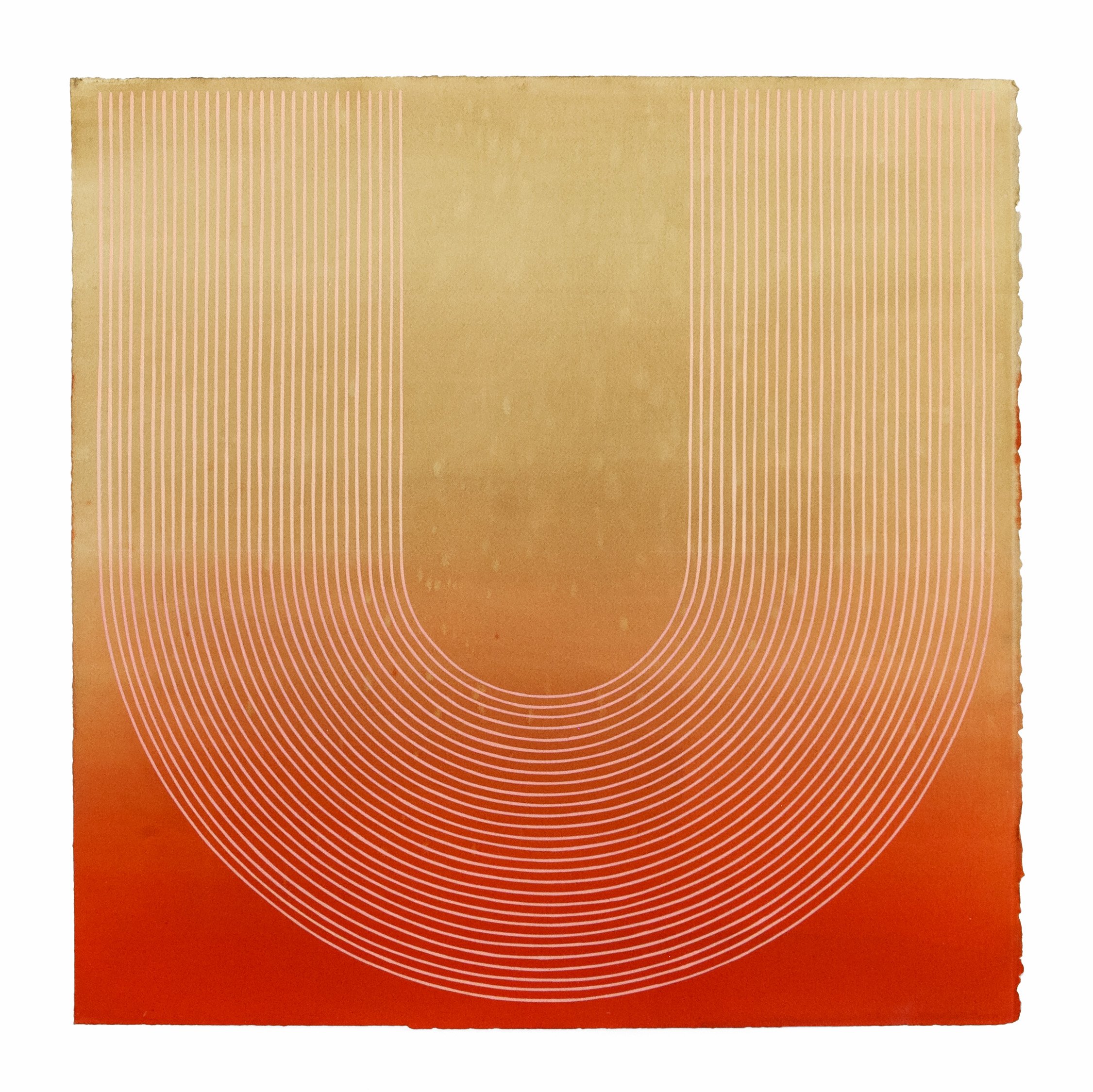 L'Trimm, 2019, acrylic and ink on hand-dyed paper, 22 x 22 inches