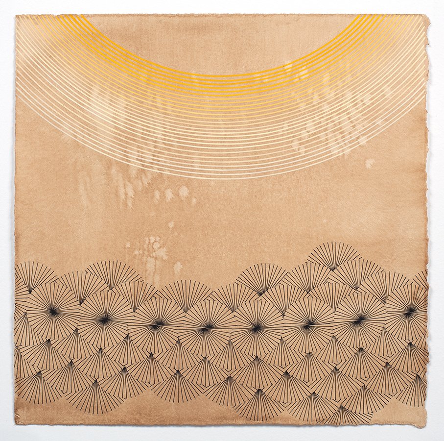 Untitled 5, 2015, acrylic on hand-dyed paper, 18 x 18 inches
