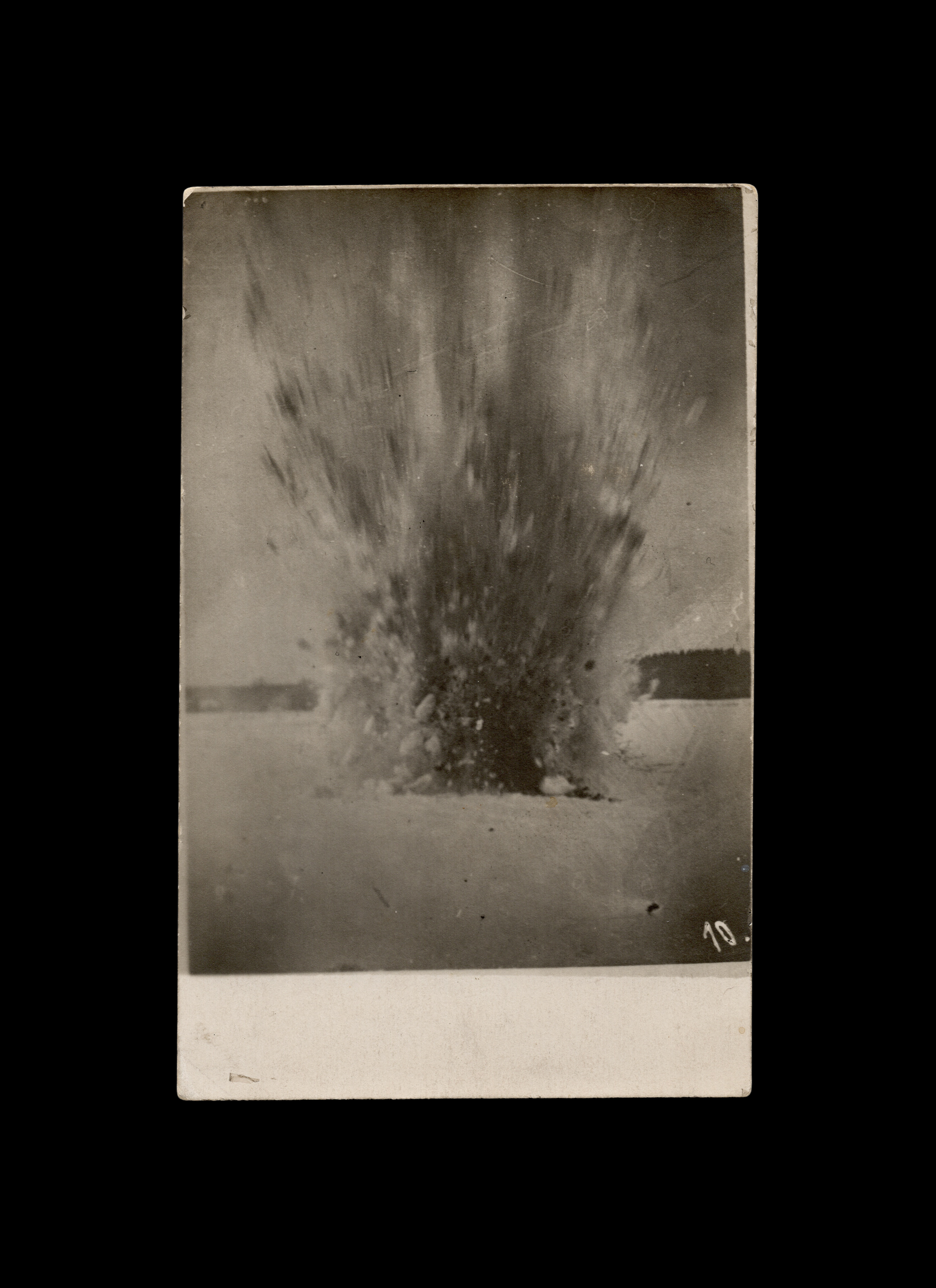 Landmine Explosion, real-photo postcard, c. 1915