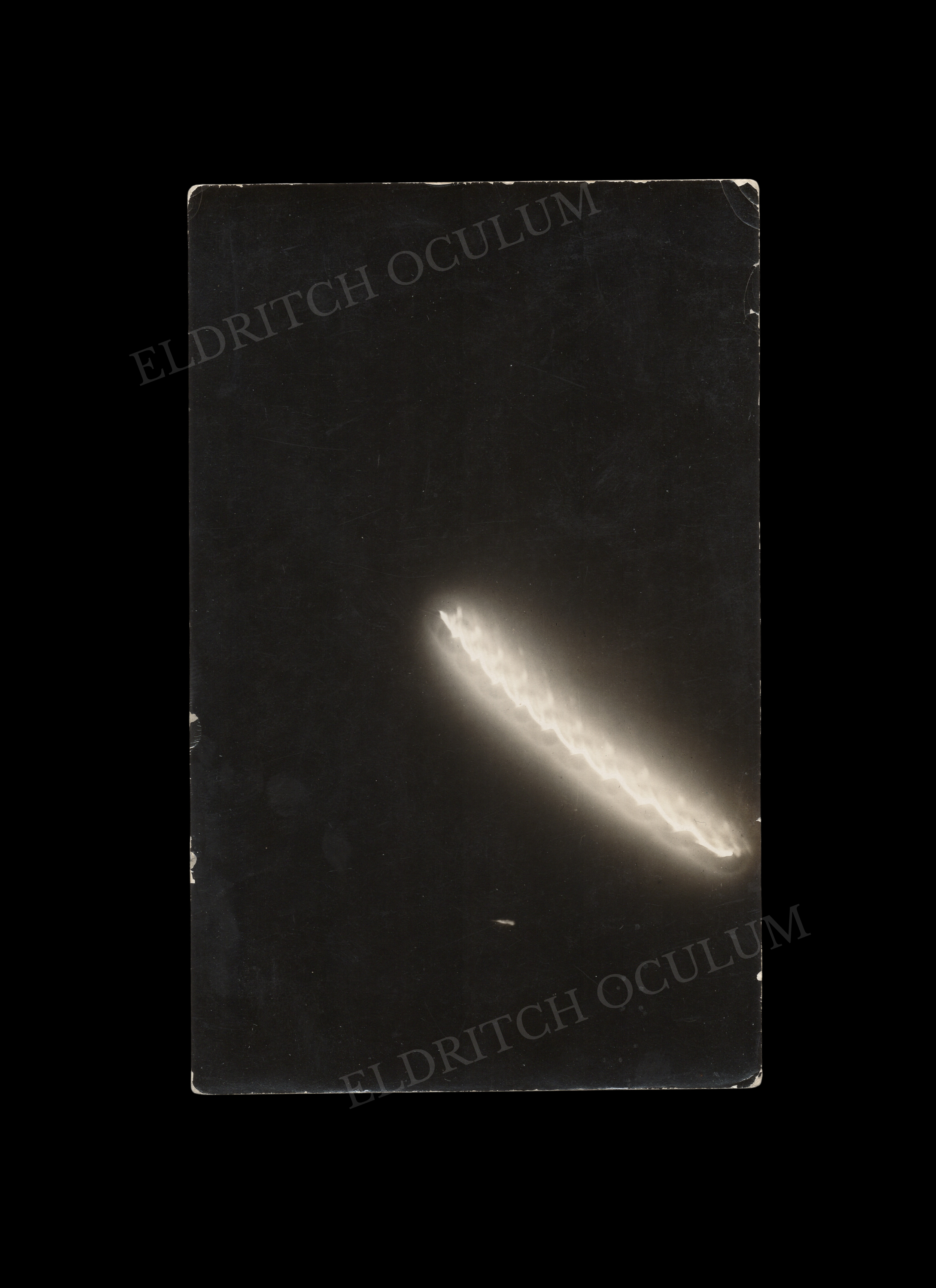 Flare in Night Sky, “Taken at 11 o’clock at night, It is similar to sky rocket...”, real-photo postcard, c. 1910's