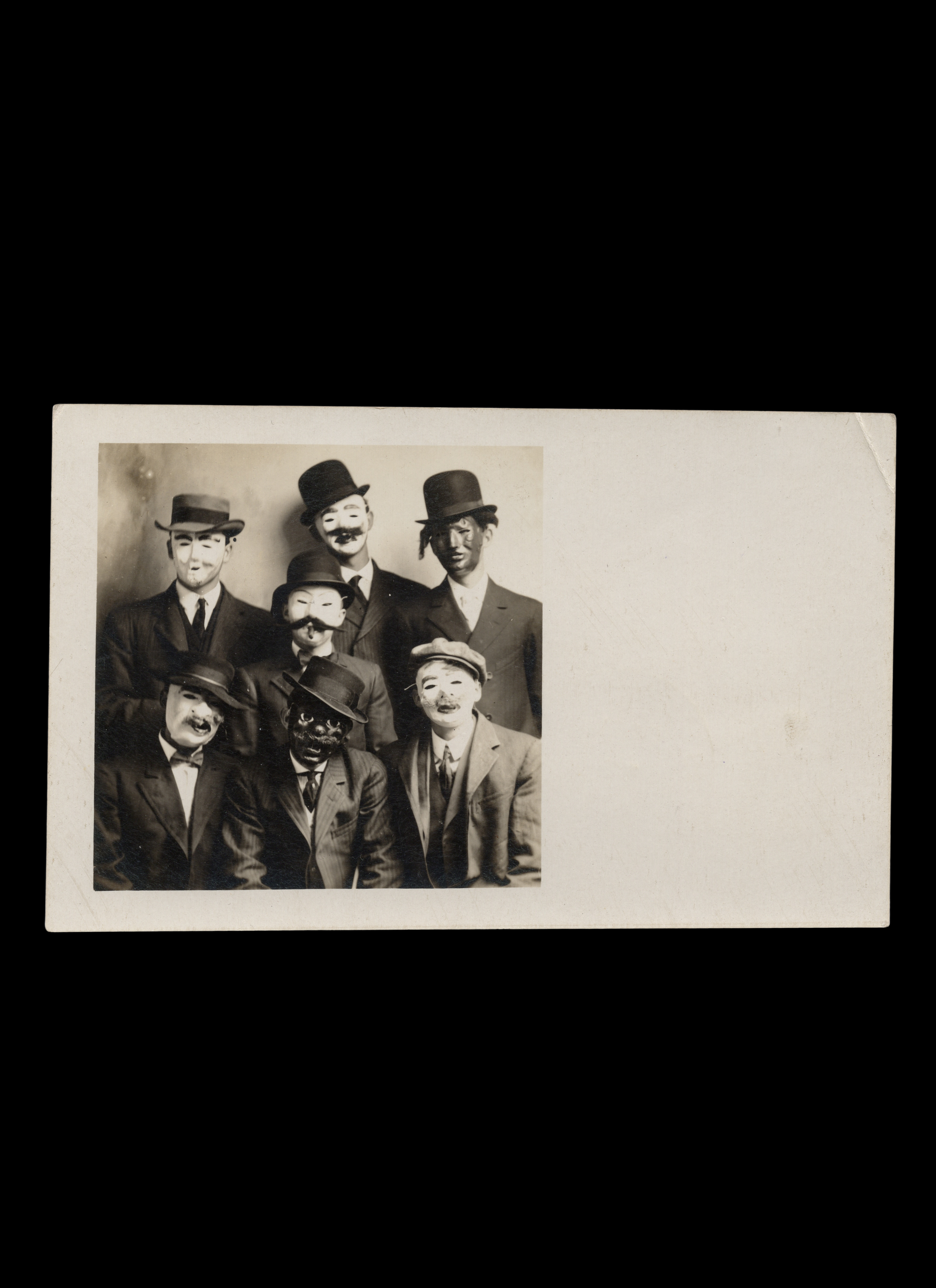 7 Masked Men, real-photo postcard, c. 1909
