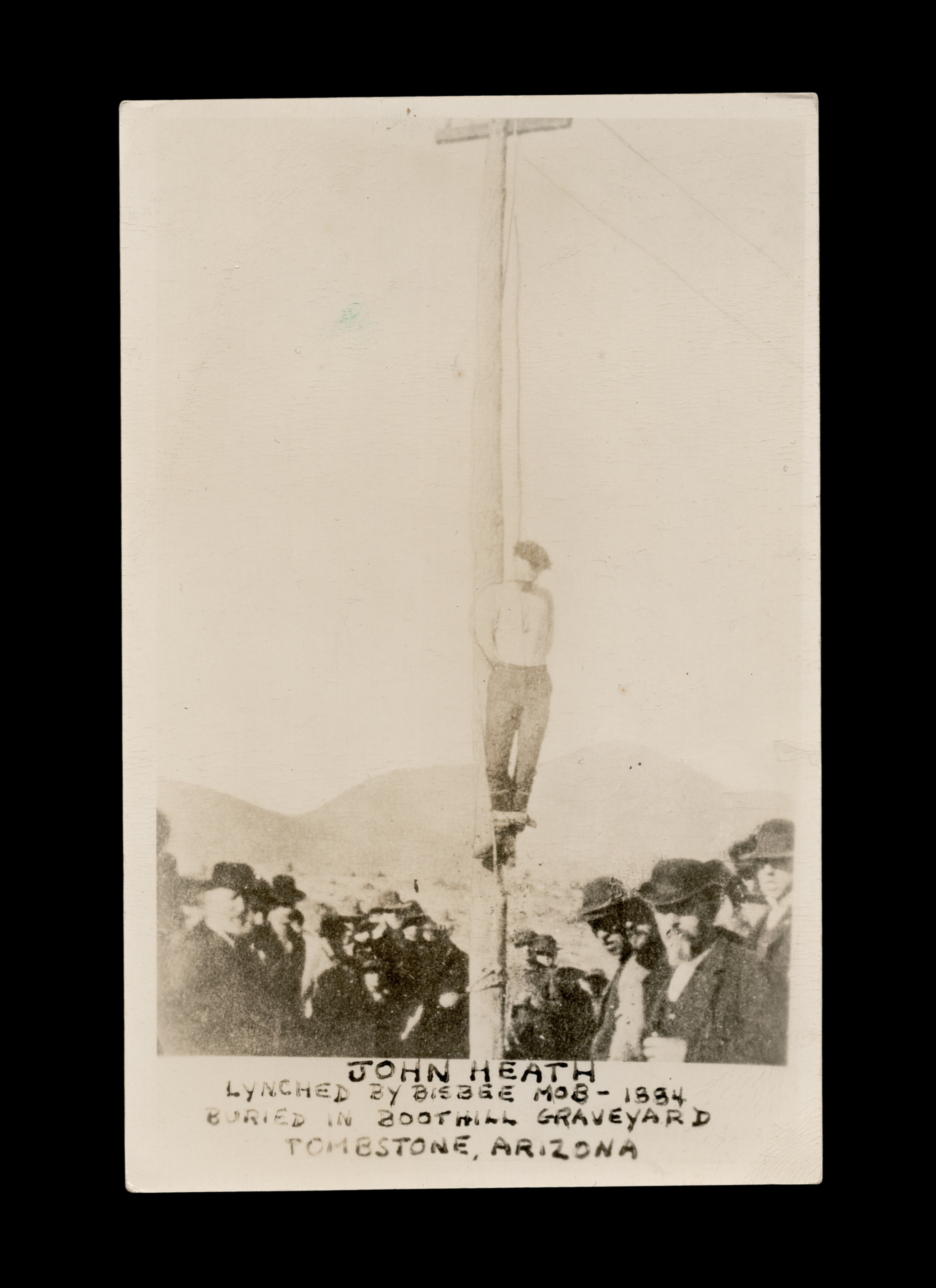 Hanging of Outlaw John Heath of the Bisbee massacre, Real-Photo Postcard, c. 1935