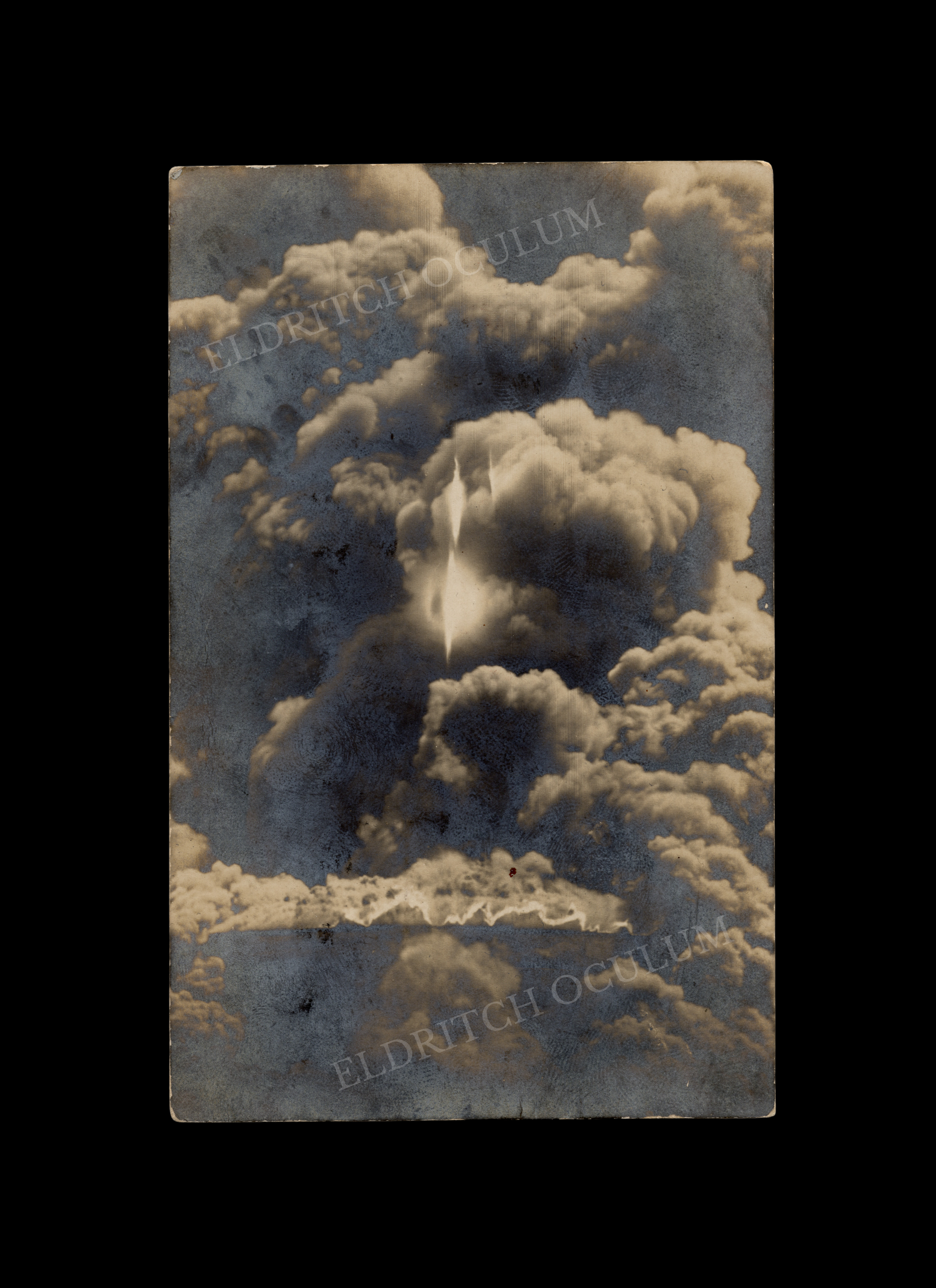 Billowing Clouds of Smoke & Blaze of Light from Burning Tank of Oil, real-photo postcard, c. 1907