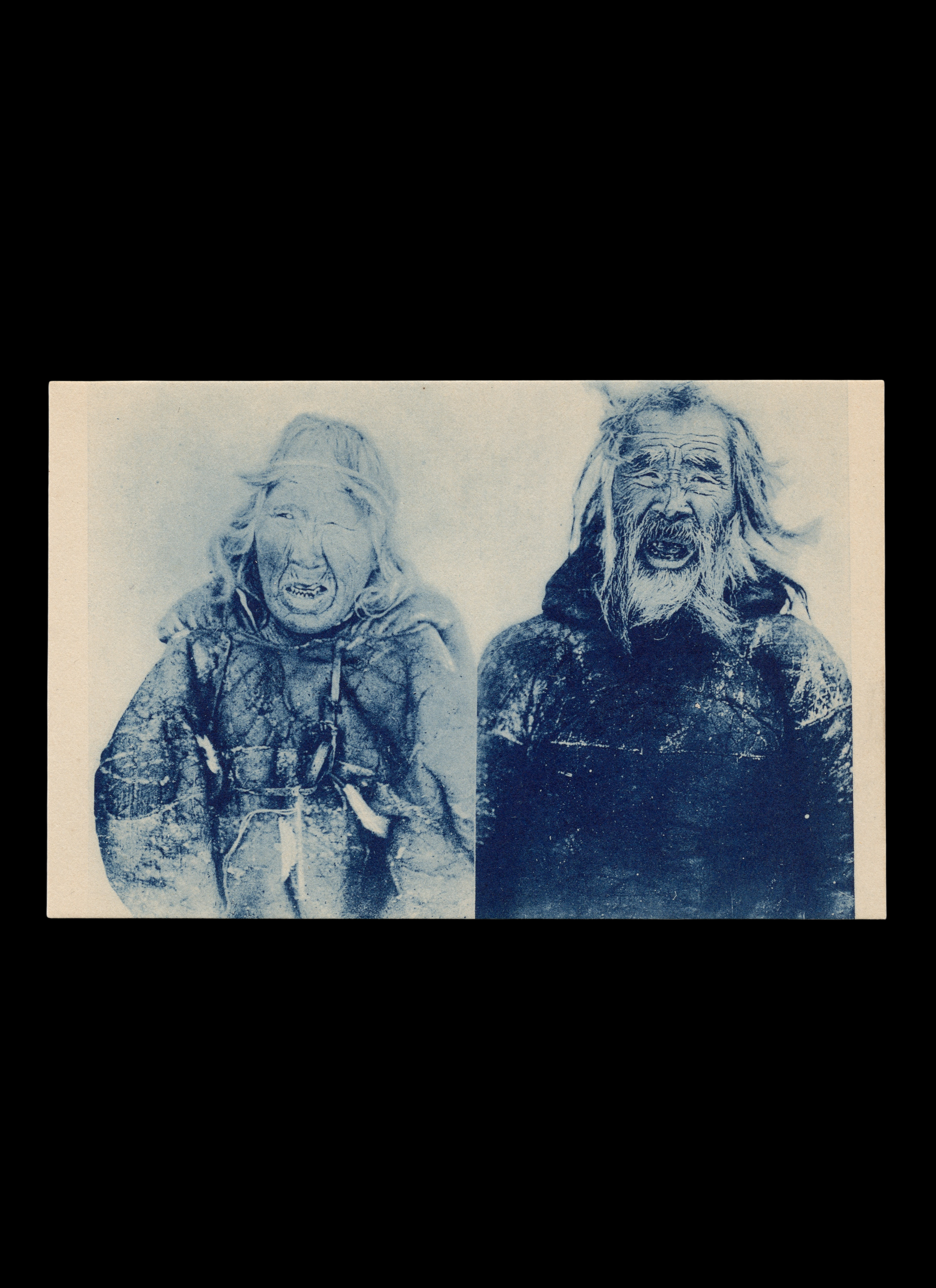 Inuit Elders, cyanotype real-photo postcard, c. 1916
