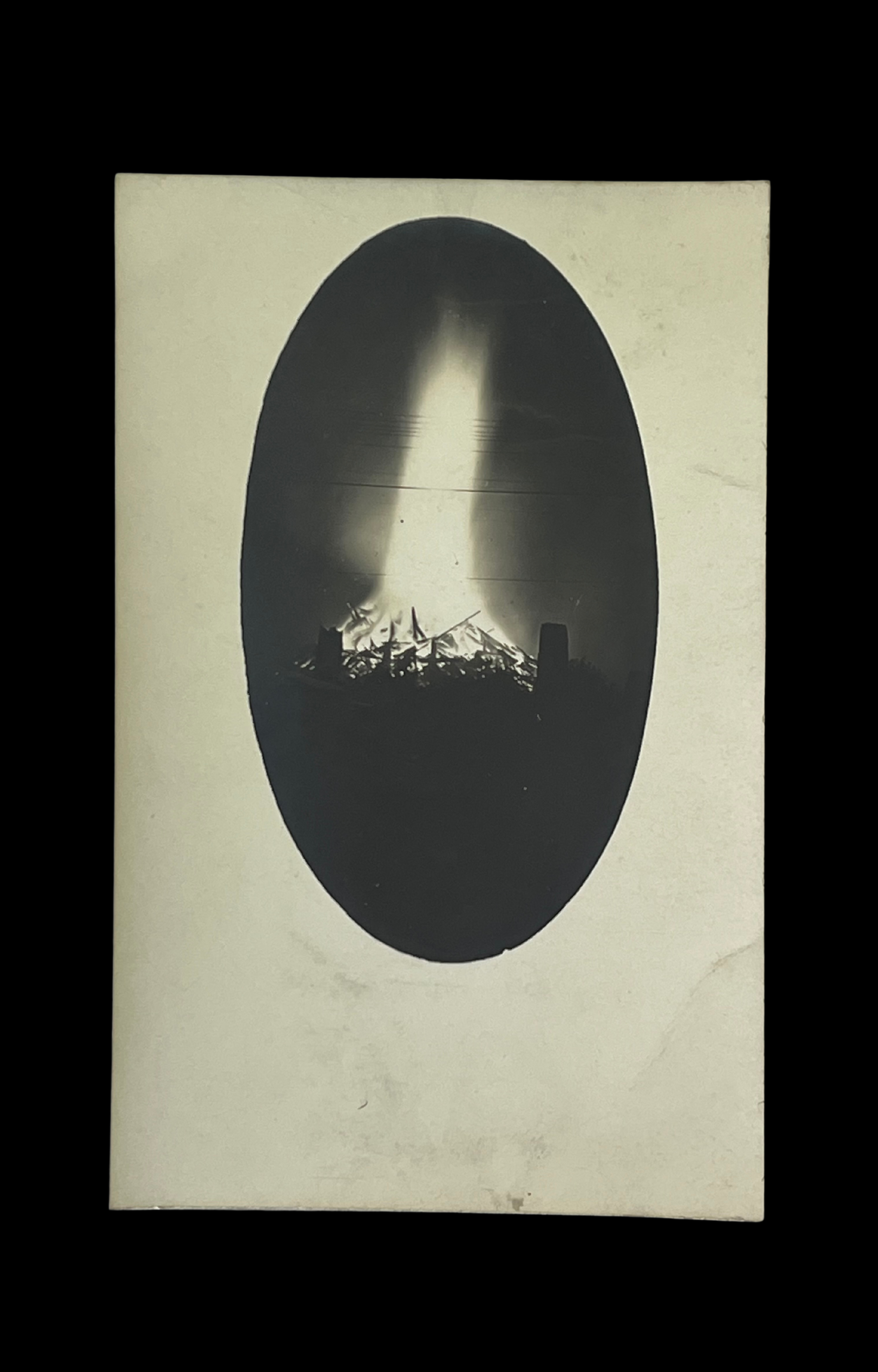 Bonfire with Oval Mask, Real-Photo Postcard, c. 1910