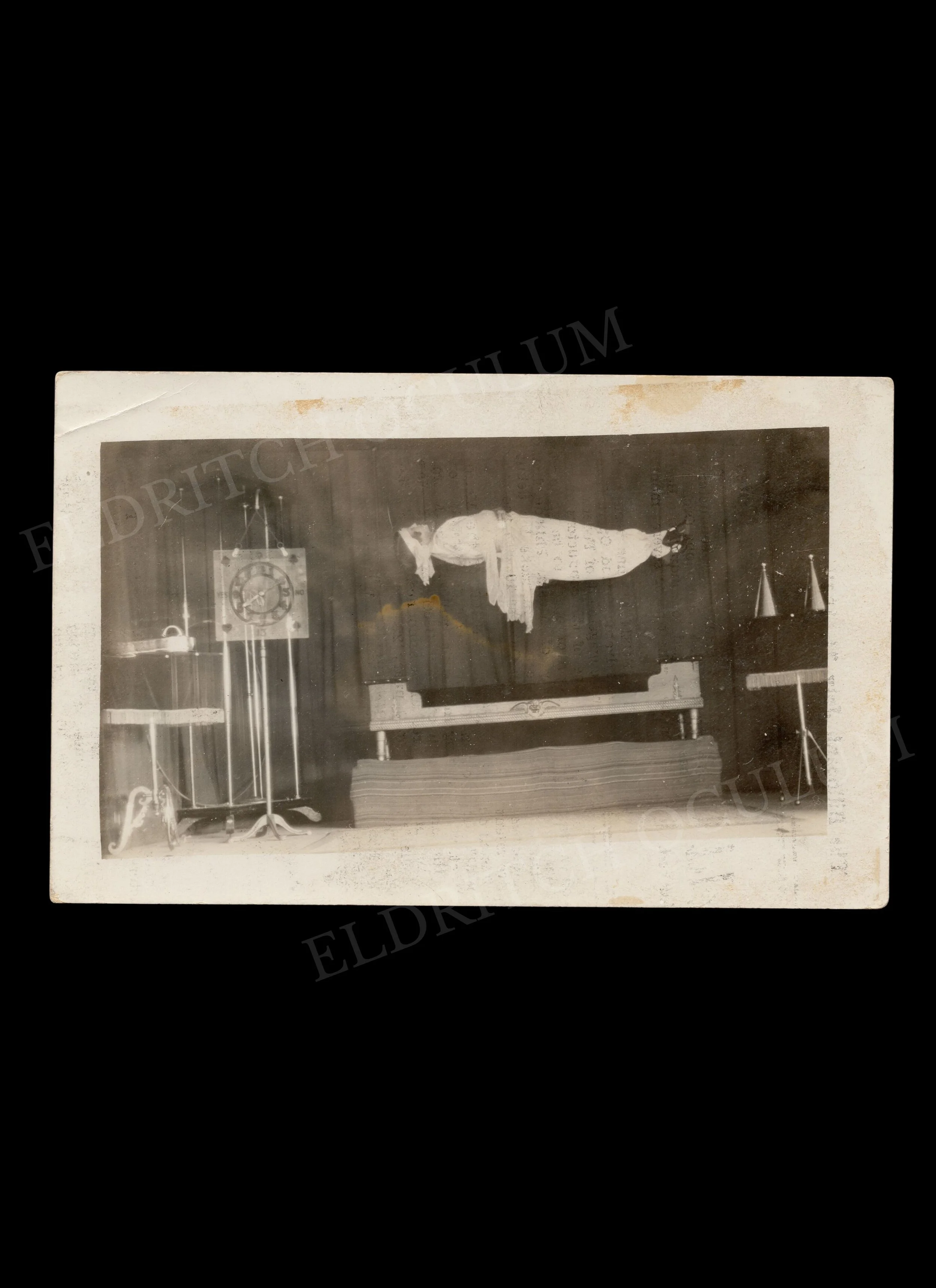 Levitation Stage Magic Act, Real-Photo Postcard, c. 1930