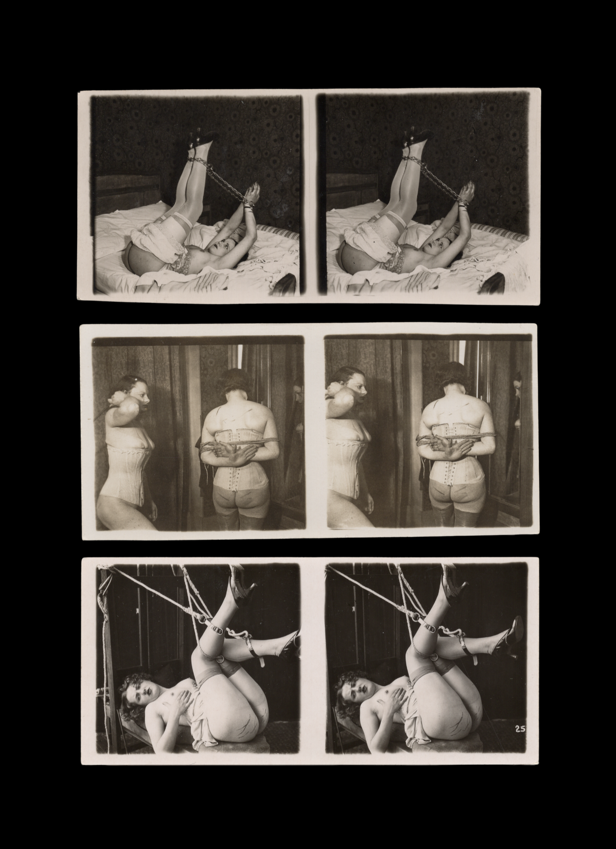 Set of 3 ~ BDSM Stereoview Photographs, c. 1920's