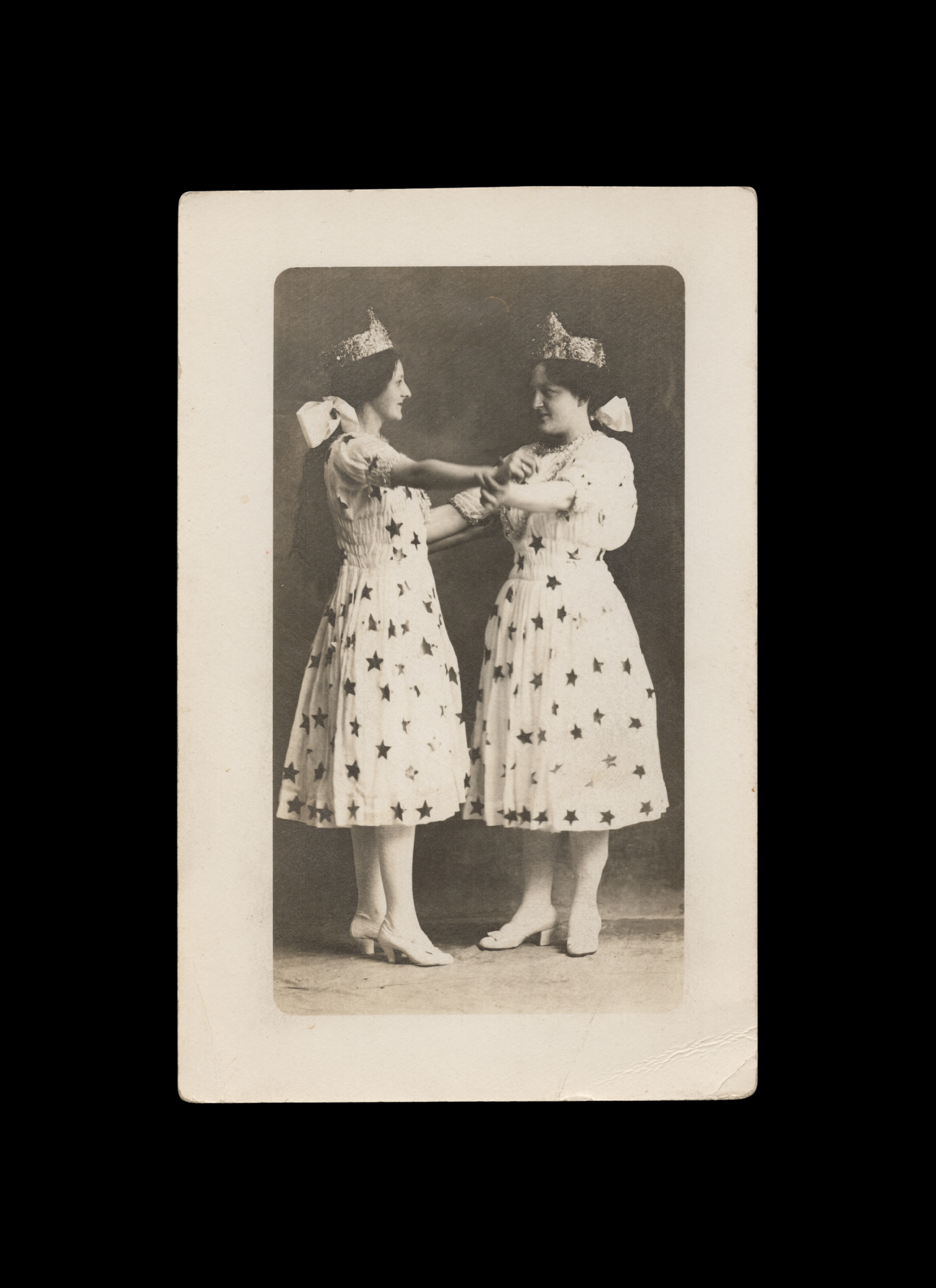 Fairy Queens in Celestial Gowns, Dancing Together, real-photo postcards, c. 1908