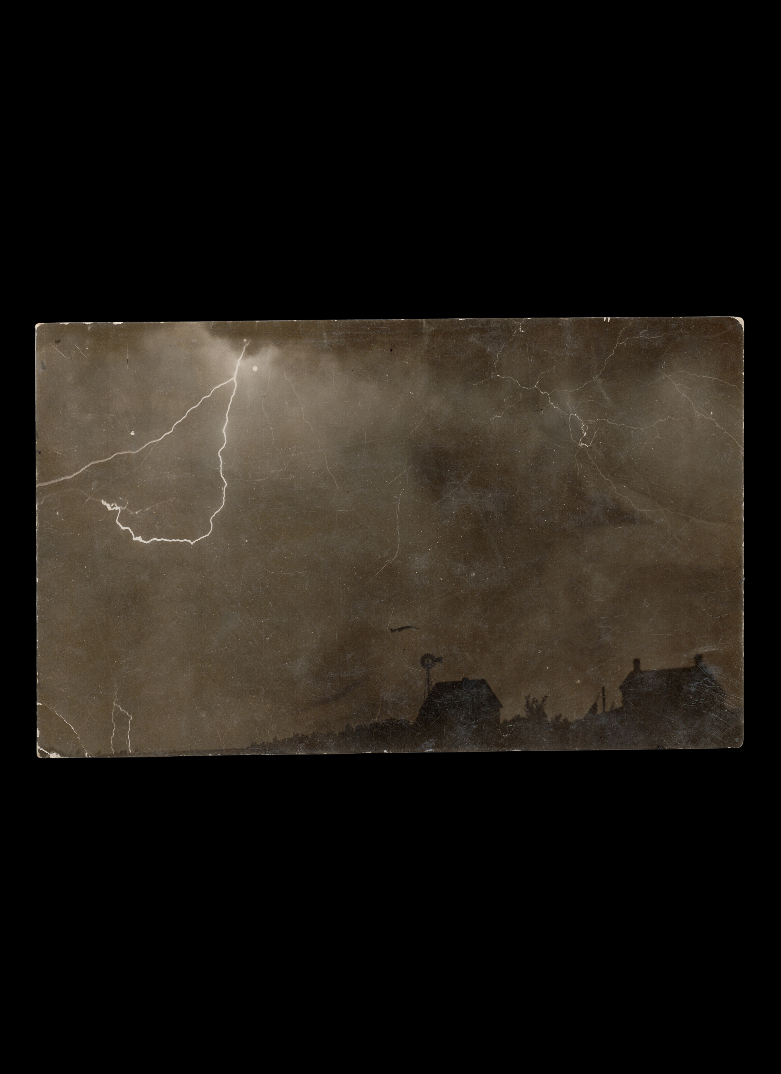 Lighting Over Farm in Silhouette, Real-Photo Postcard, c. 1908