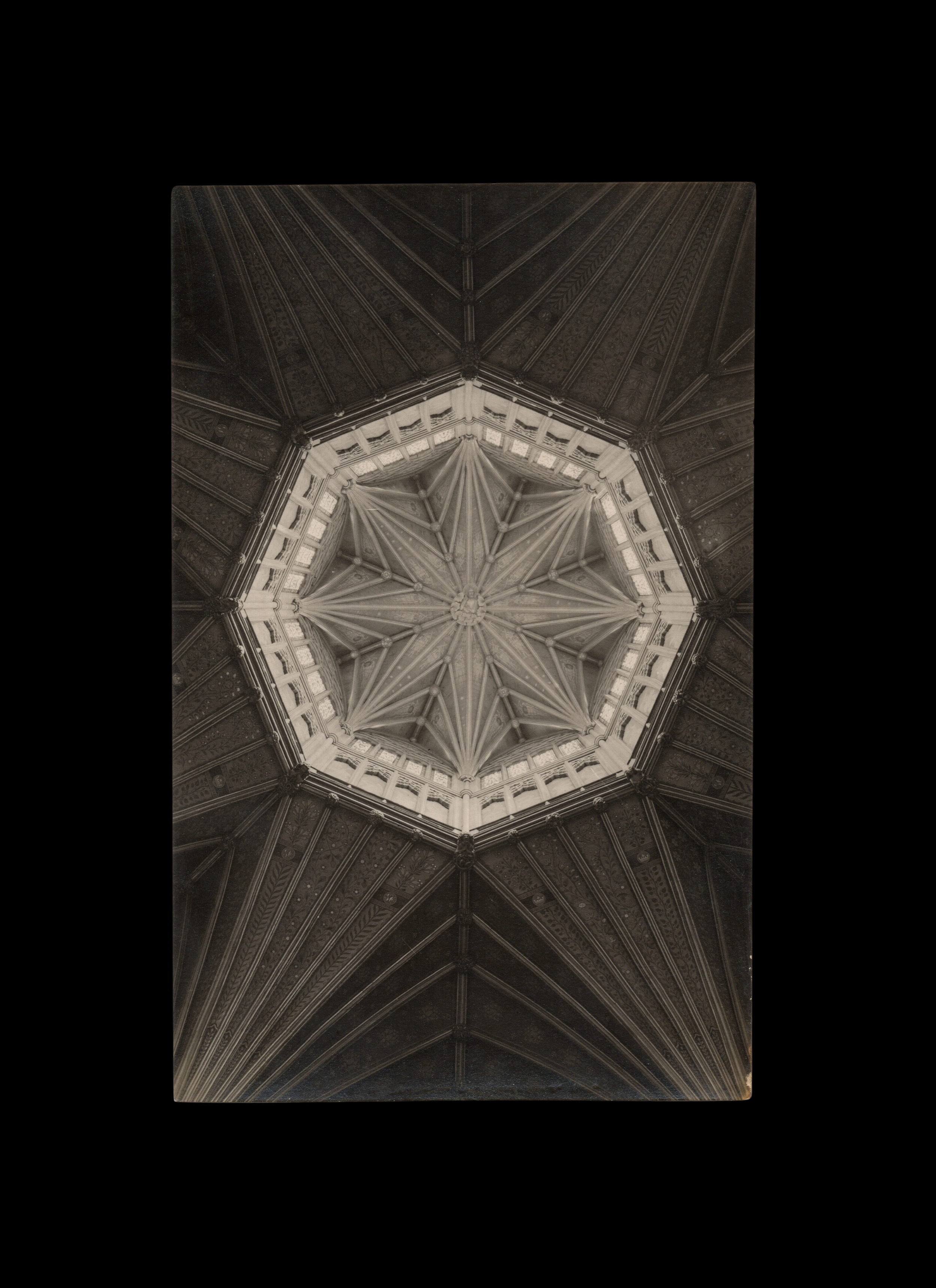 Ceiling of the Octagon, Ely Cathedral, England, real-photo postcard, c. 1920's