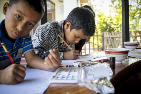 BlinkNow Kopila Valley students finishing homework