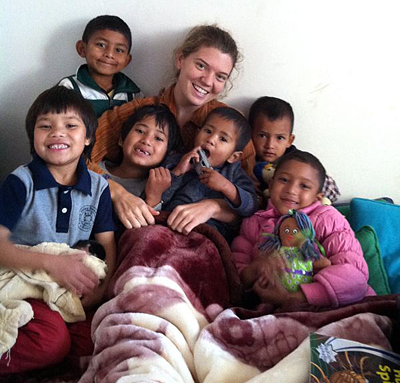 BlinkNow Kopila Valley children with Maggie Doyne