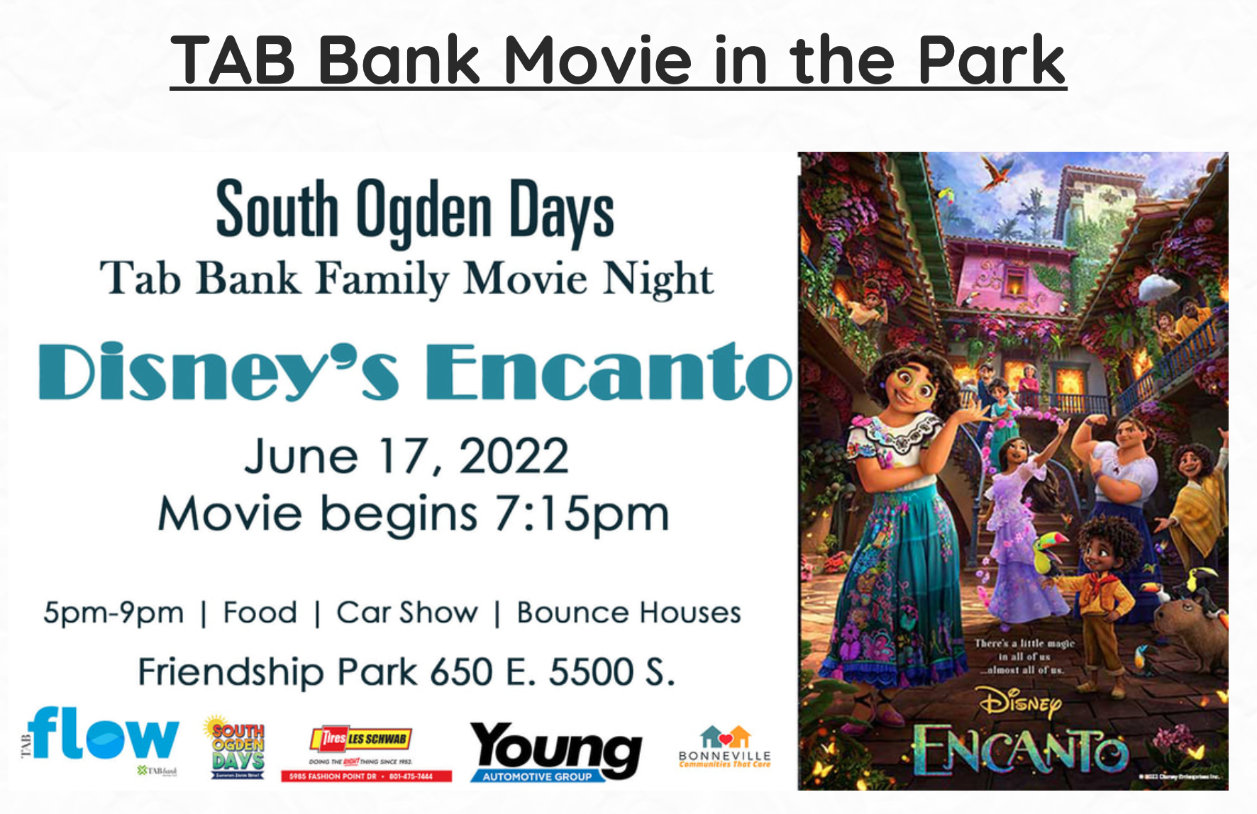 South Ogden Days Movie Night in the Park — Base Camp Treats