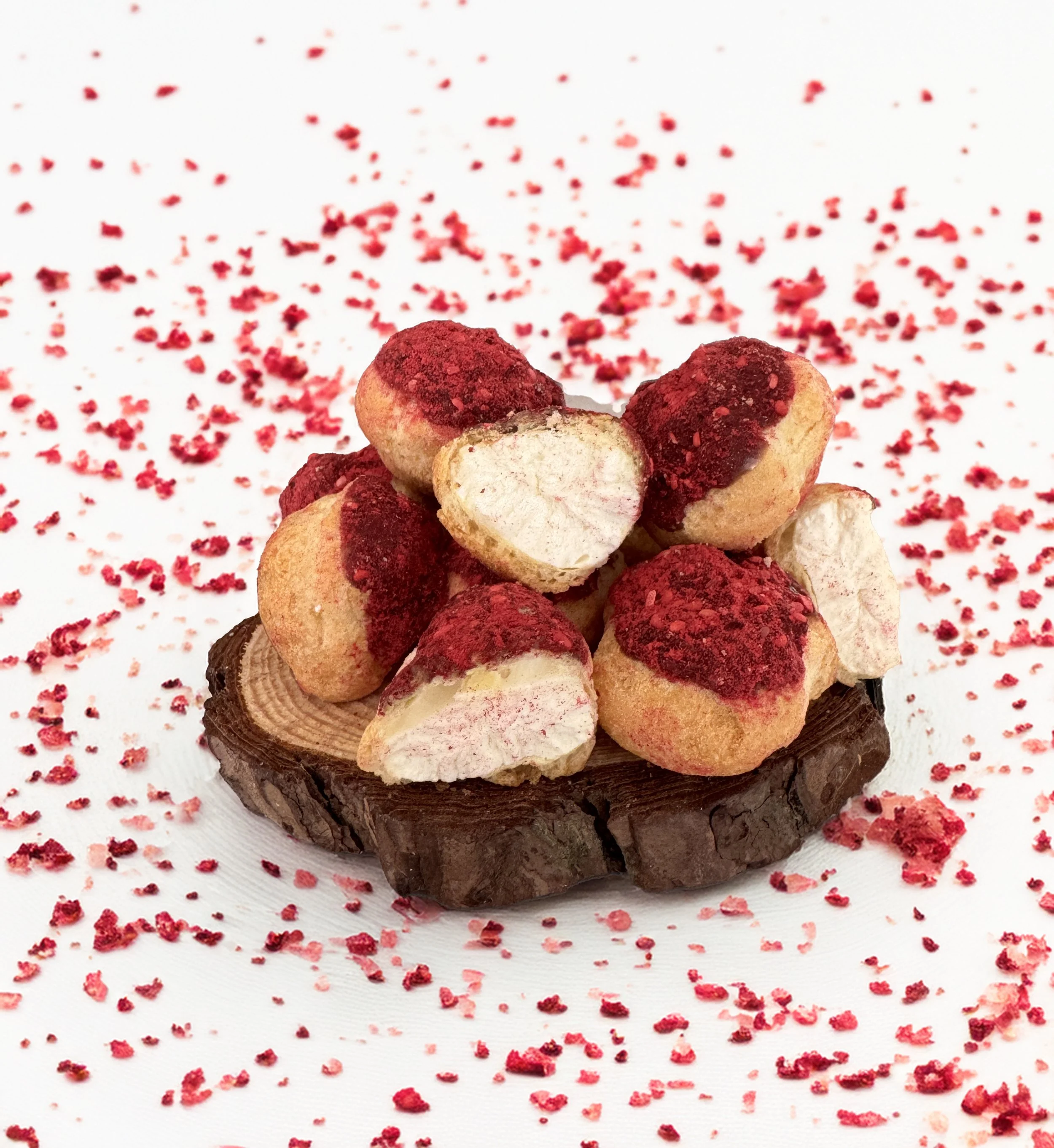 Freeze Dried Raspberry Cream Puffs