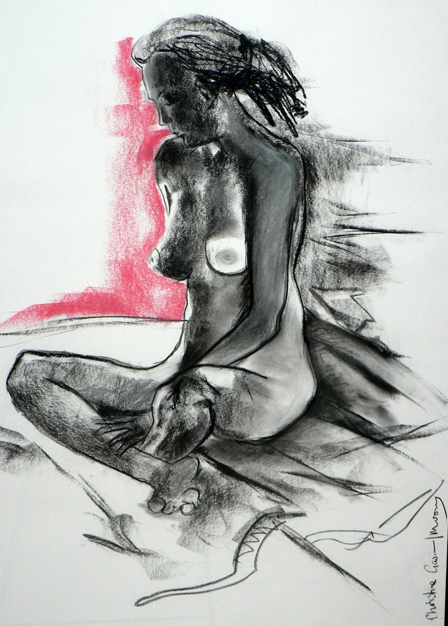 Red Emm (2002)
Charcoal Drawing, 920mm high x 720mm wide