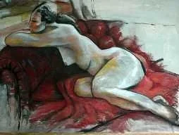 Marie on red rug (SOLD)
Pastel drawing, 500mm high x 700mm wide