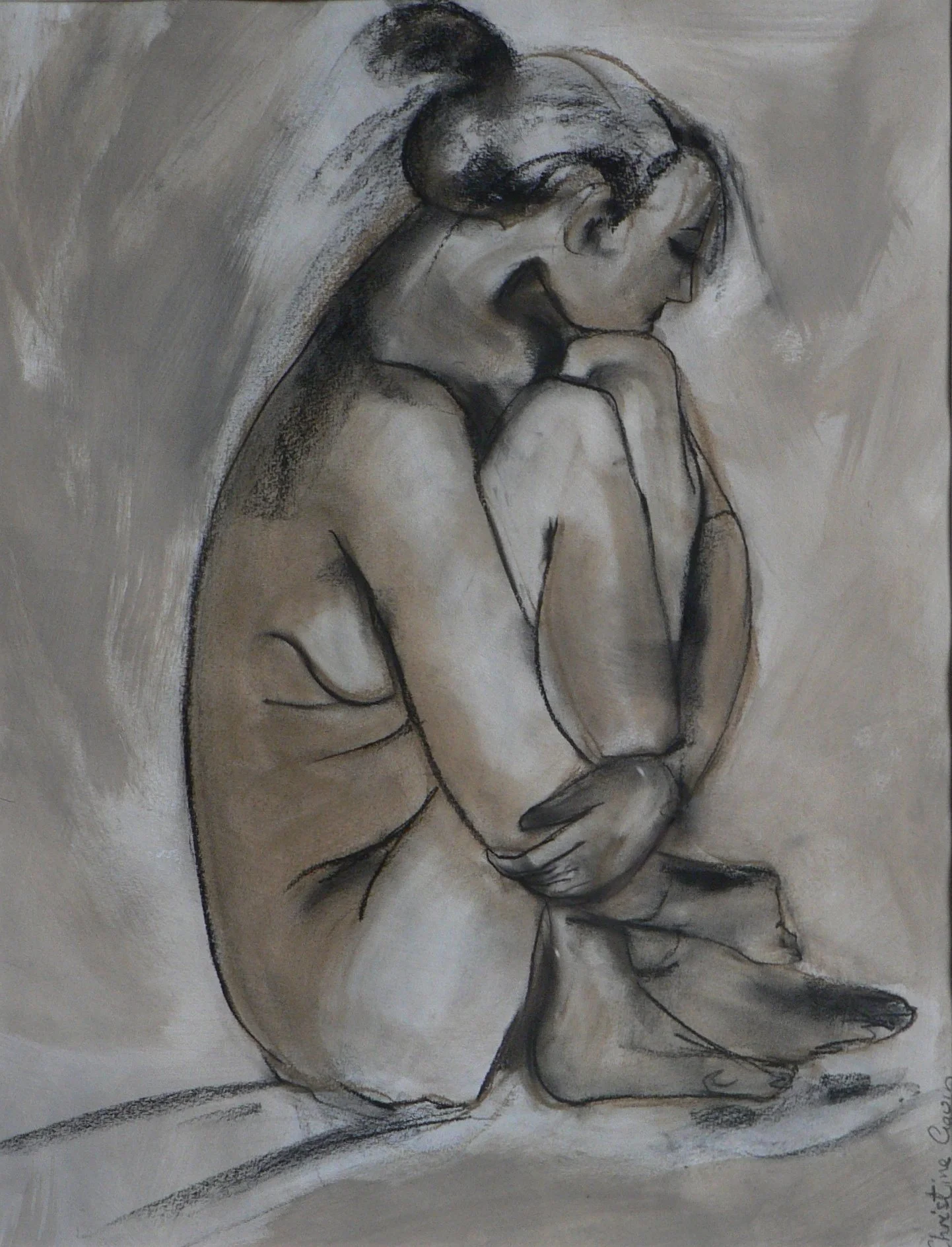 Hugging Girl (2011)
Charcoal Drawing, 850mm high x 650mm wide

