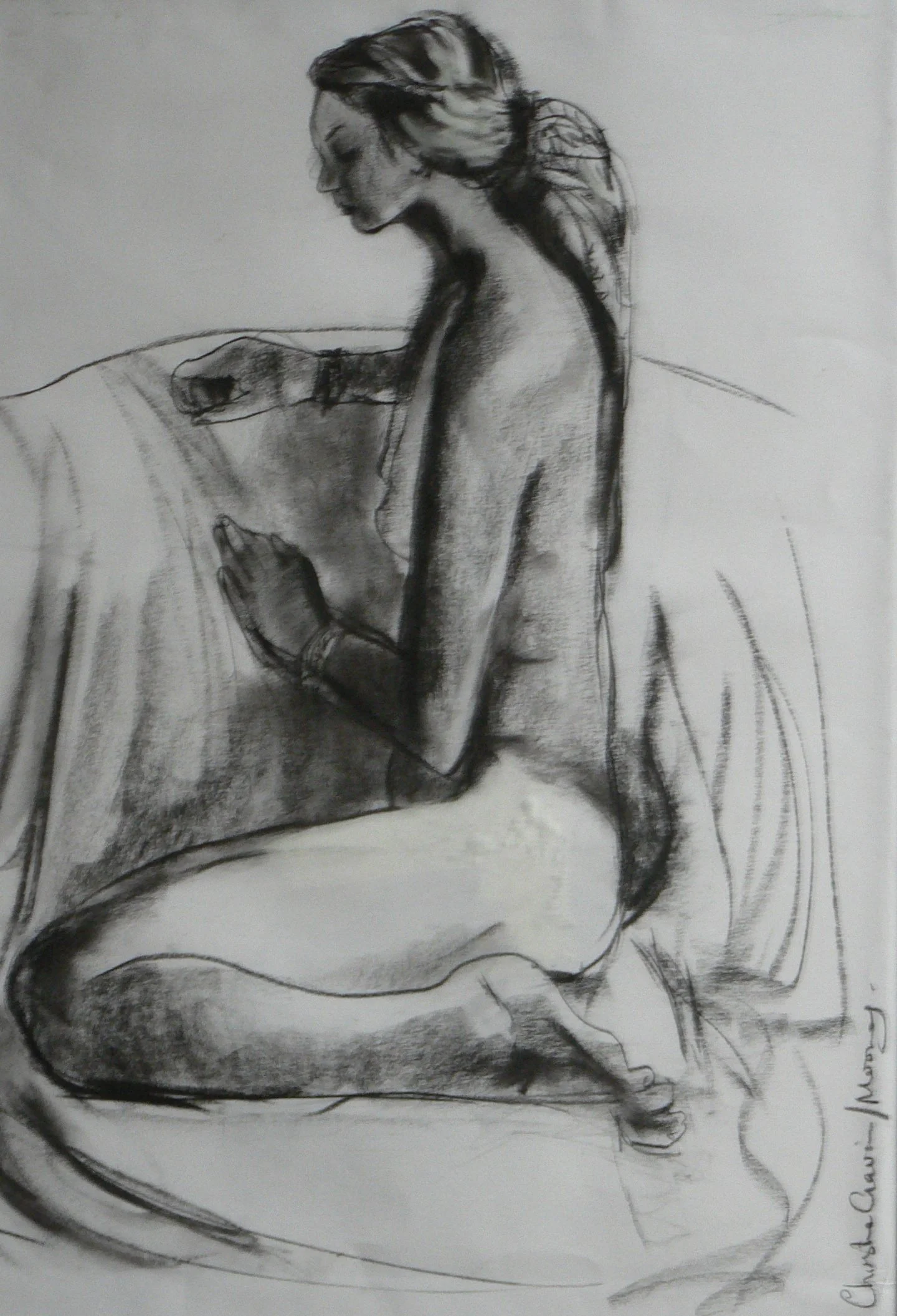 Praying Emm (1999)
Charcoal drawing 660mm high x 860mm wide