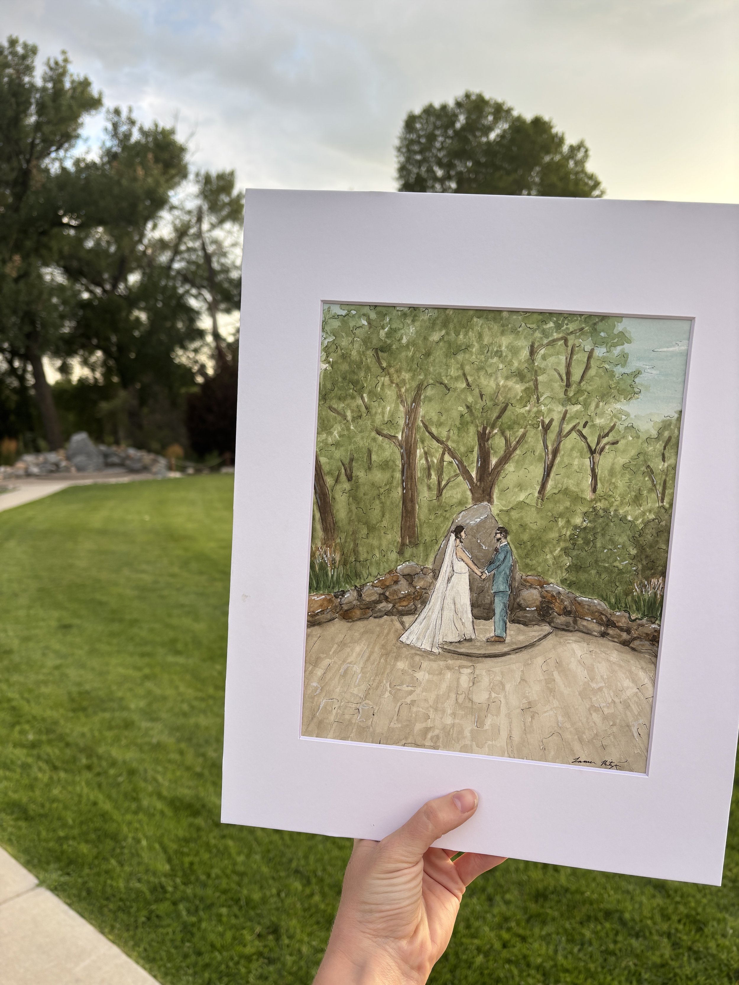 M&D Wedding 
/ 8x10" Pen and Watercolor
/ Live Wedding Portrait
/ 2026