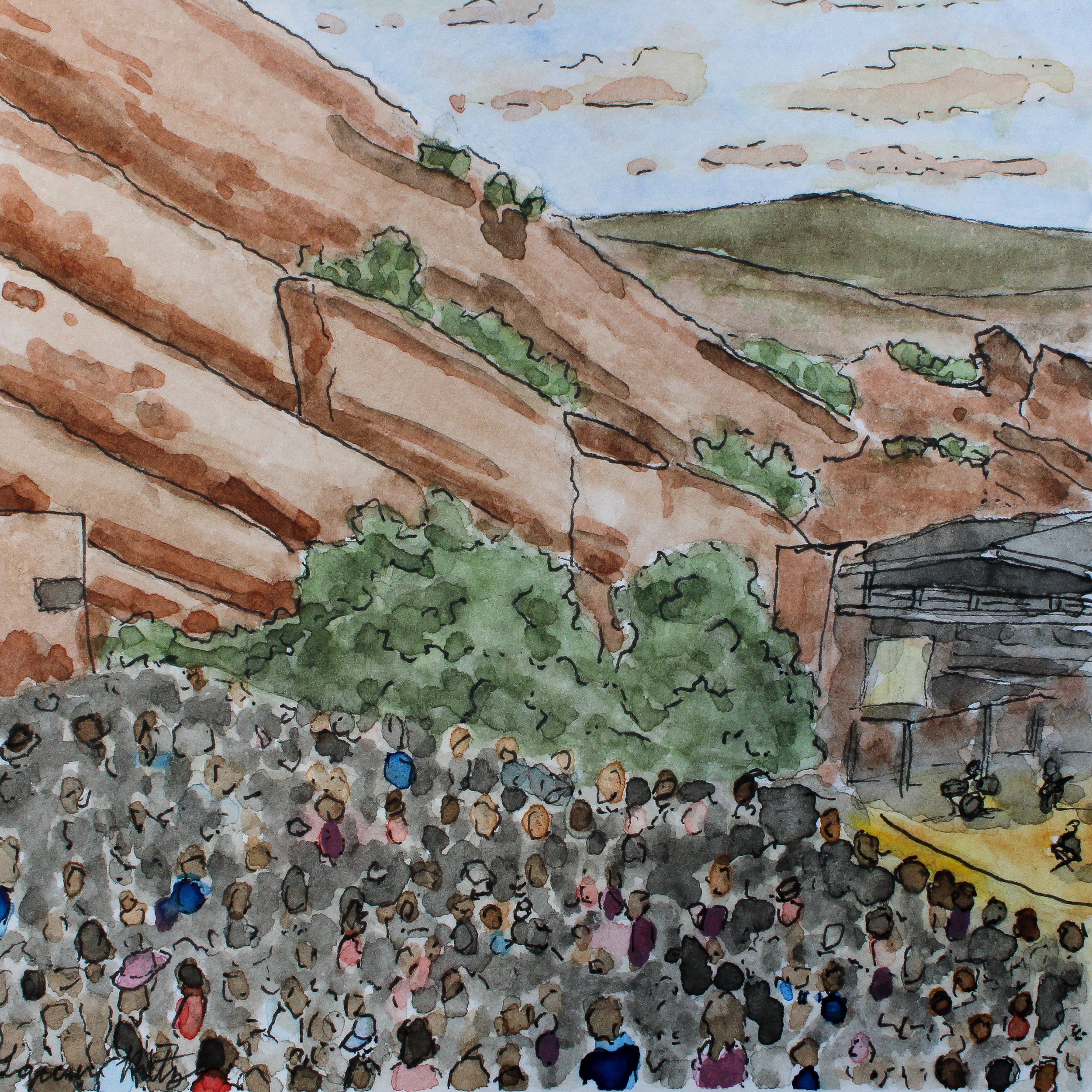 Red Rocks Amphitheater
/ 4x4" Pen and Watercolor
/ Not for Sale
/ 2026