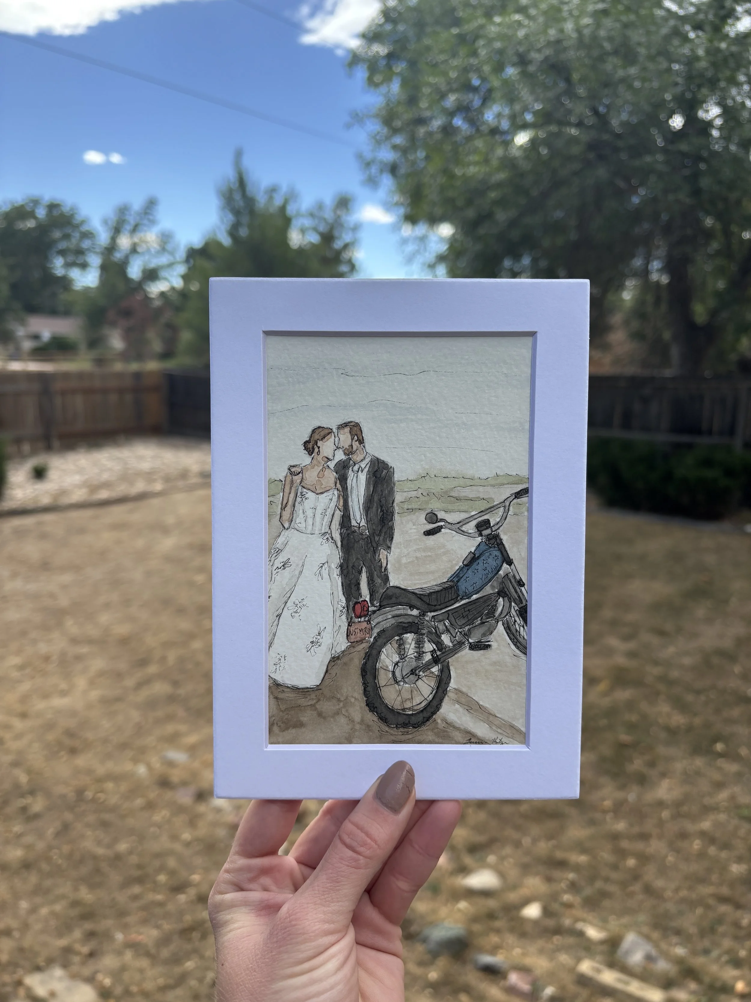 L&C Wedding Portrait 
/ 4x6" Pen and Watercolor
/ Not for Sale
/ 2026