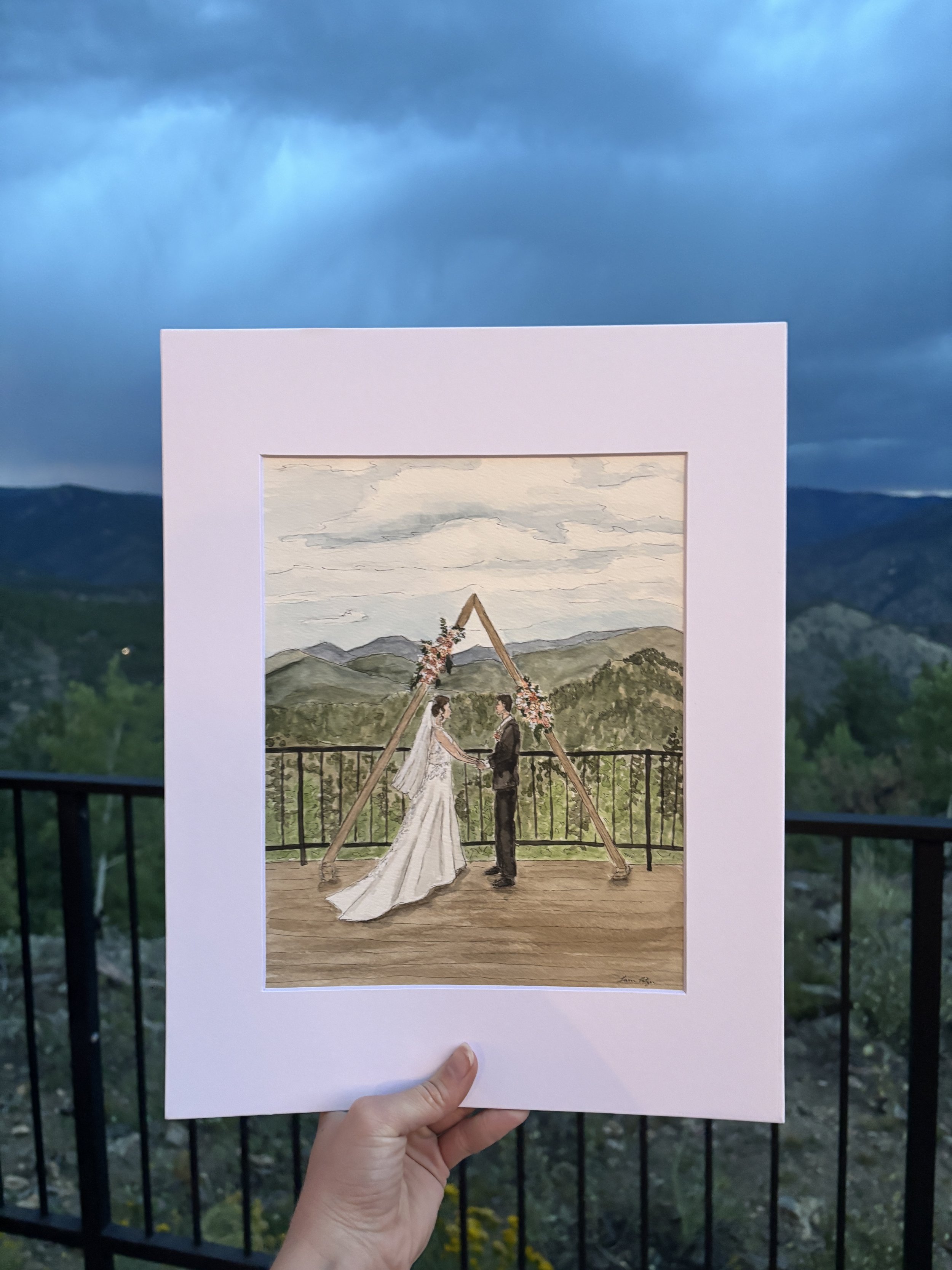 K&P Wedding 
/ 8x10" Pen and Watercolor
/ Live Wedding Portrait
/ 2026
