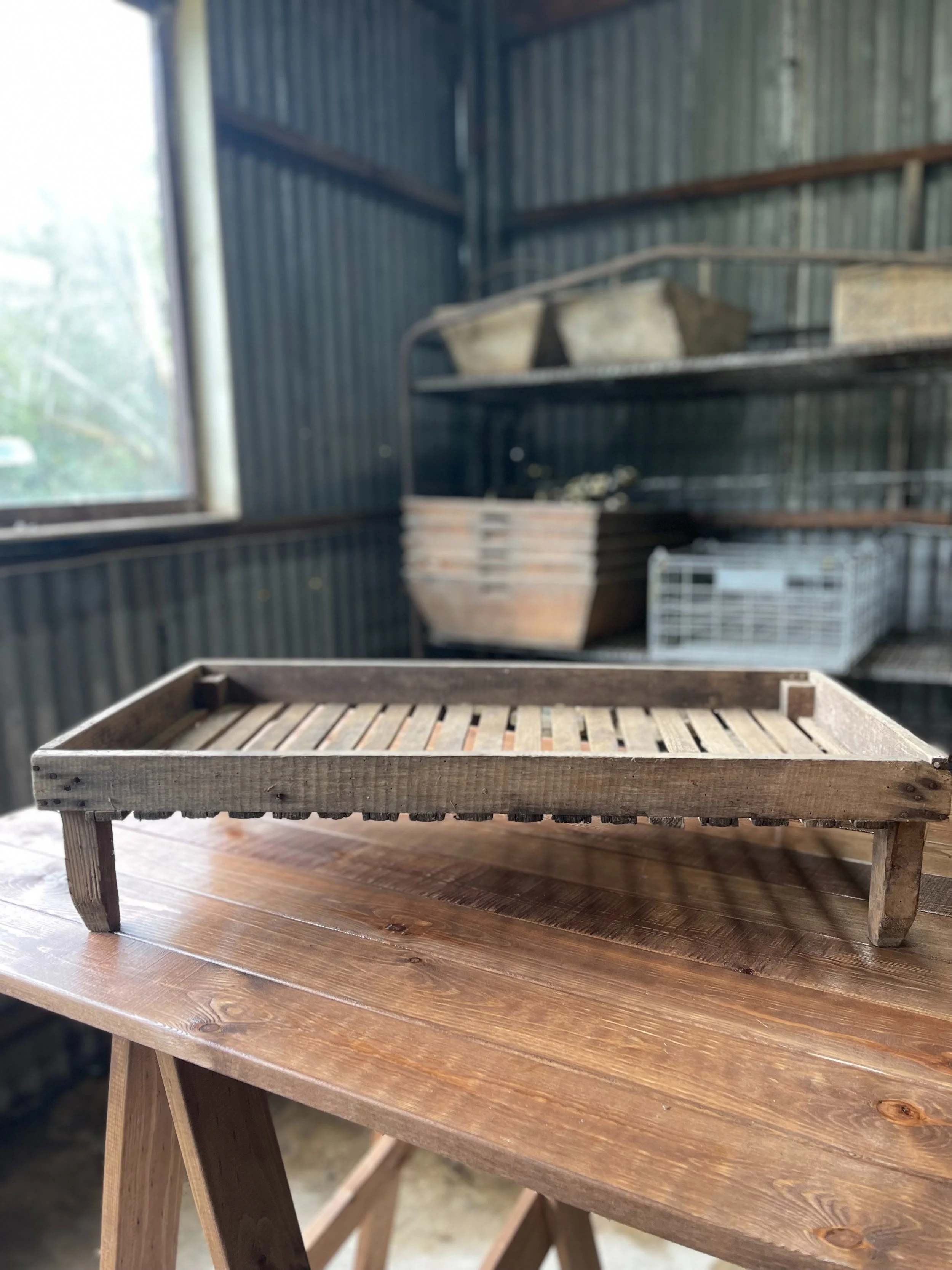Antique timber drying rack or tray