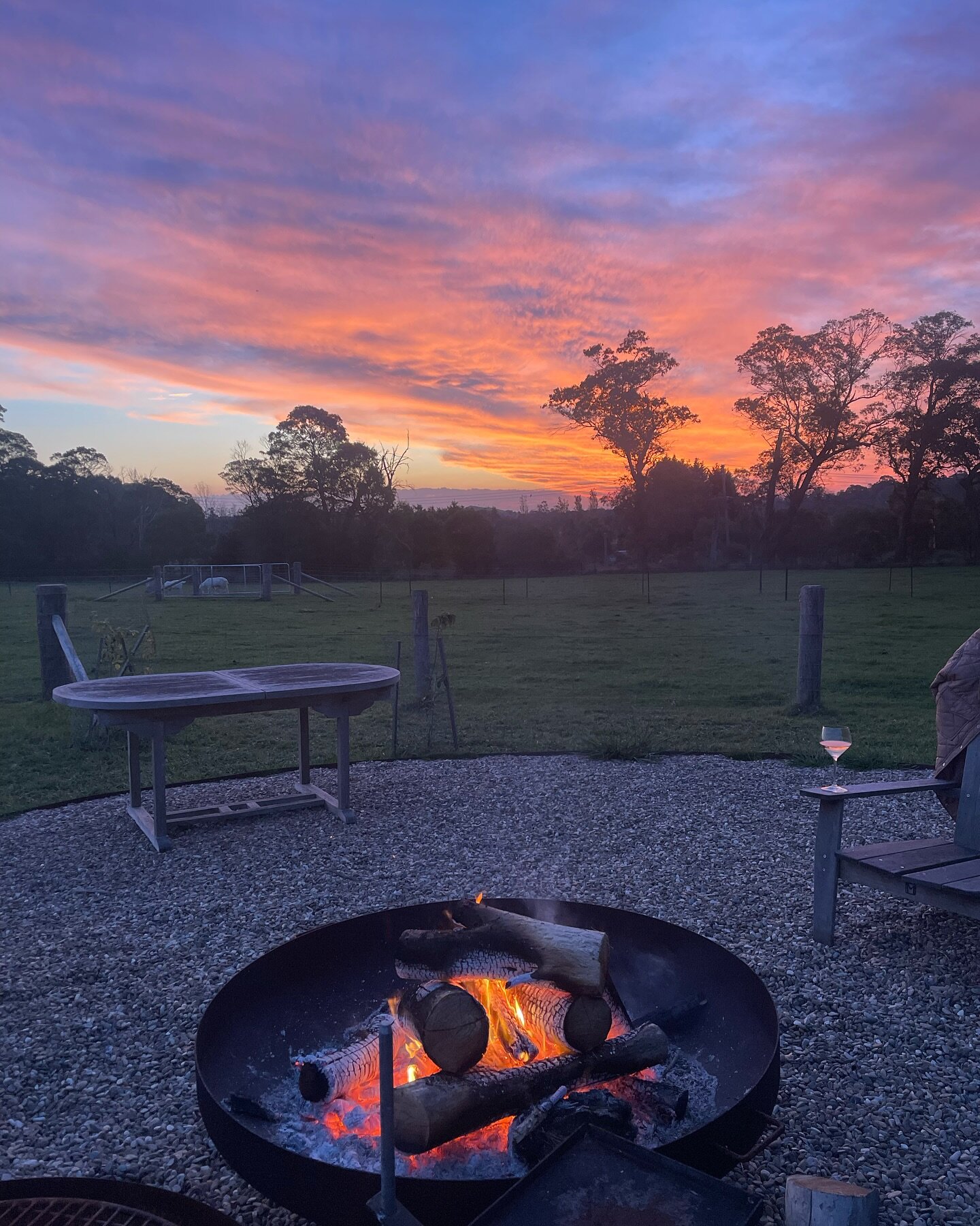 It doesn&rsquo;t get much better in my books. 

A successful day at work. Home to my family. 

Autumn evenings, fire pits, Easter Bunnies, sunsets like marshmallow rainbows, good friends, great food and a glass of wine. 

A very happy Emma Jane x