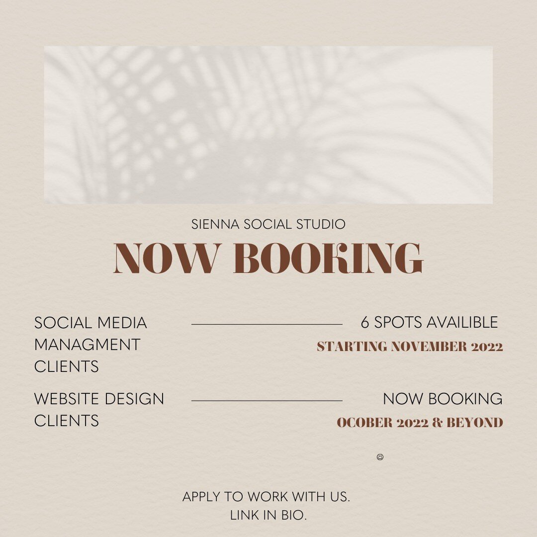 It&rsquo;s that time of year~ we have 6 social media management spots available for booking in November &amp; website design spots available to book as soon as October. Fill out our client application at the contact button at our link in bio. let&rsq