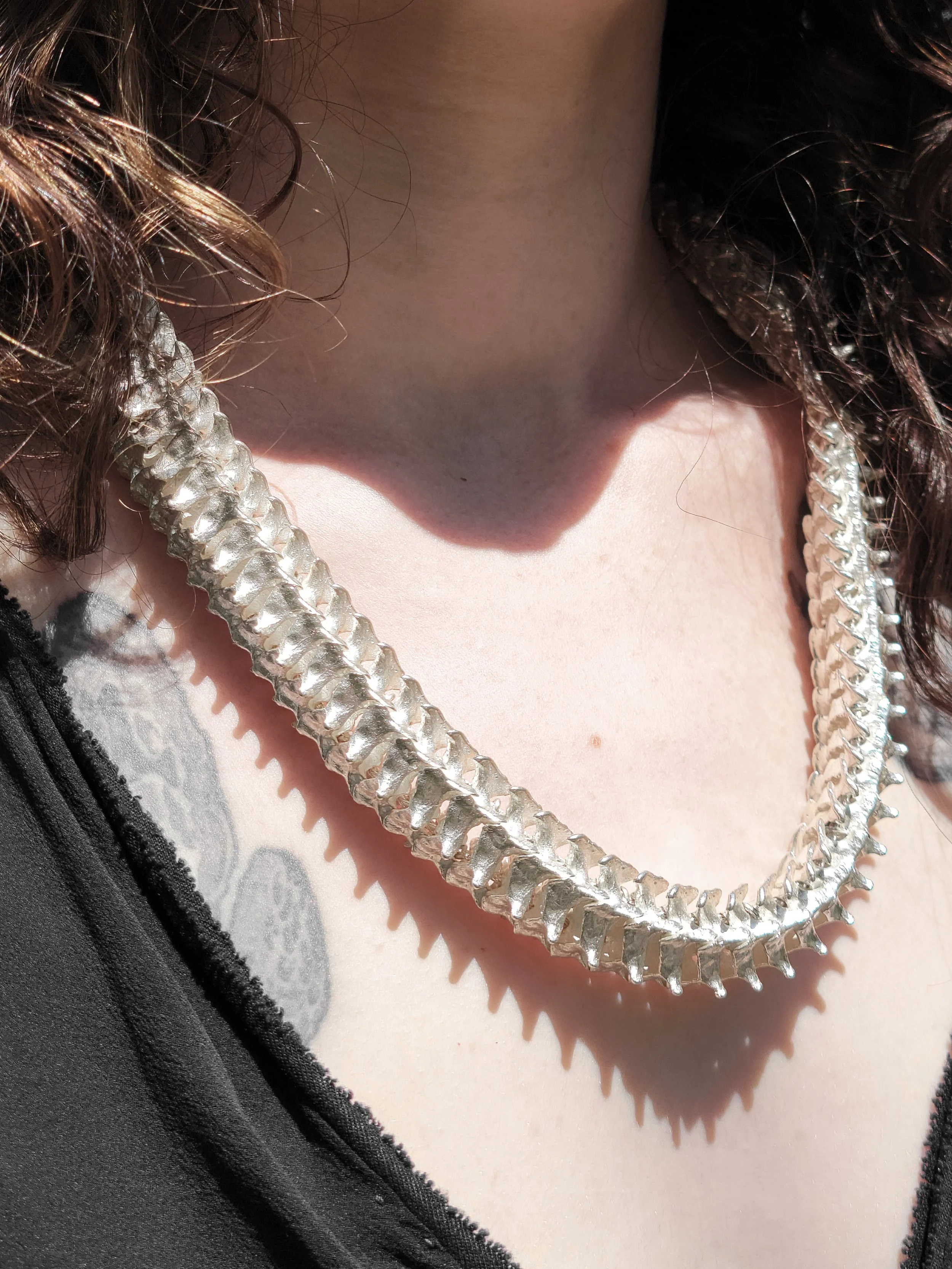 Vertebrae Necklace. sterling silver, 14k gold. 2026
