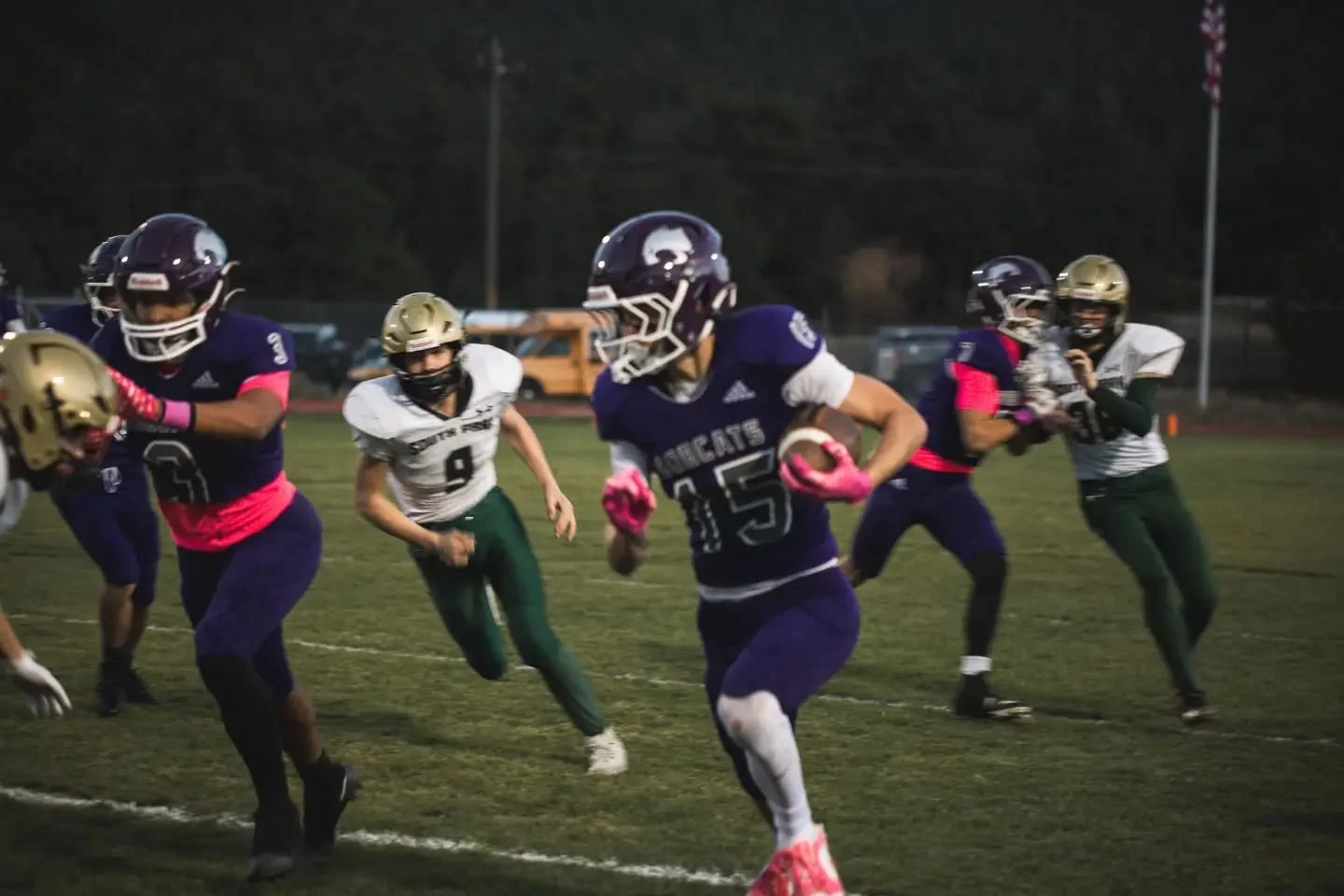 HS Bobcats had a great win on Thursday against South Park! Go Bobcats! 💜🏈