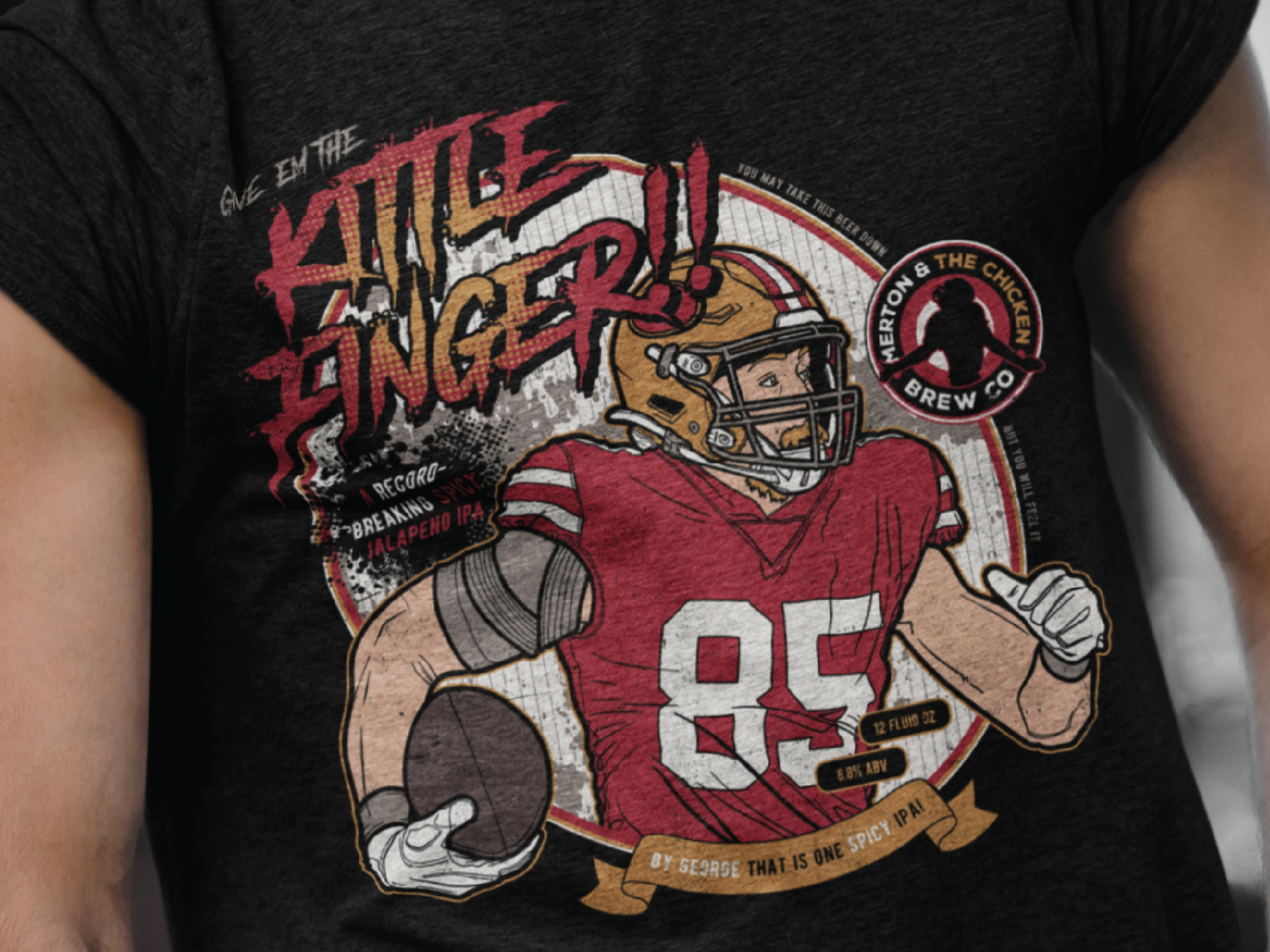 George Kittle (49ers) Fake Craft Beer Label T-Shirt — Dustin Morrison Art