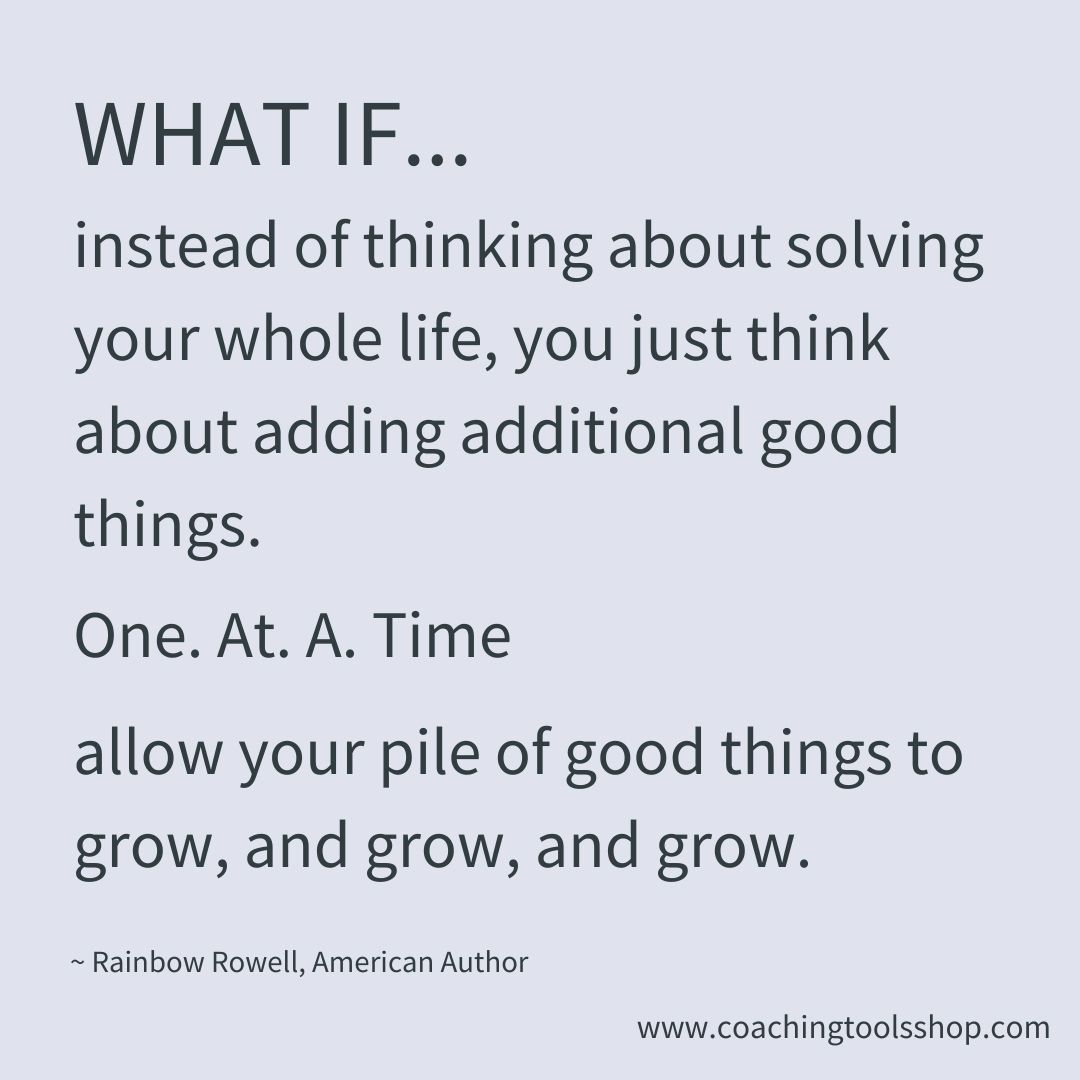 We just love this quote from @rainbowrowell💖

What if you added one good thing to your pile today...

What would it be?

#coachingtoolsshop #solutionfocused #empowerment #ownership #positivevibesonly #coaching #coachinglife #lifecoach #lifecoaching 