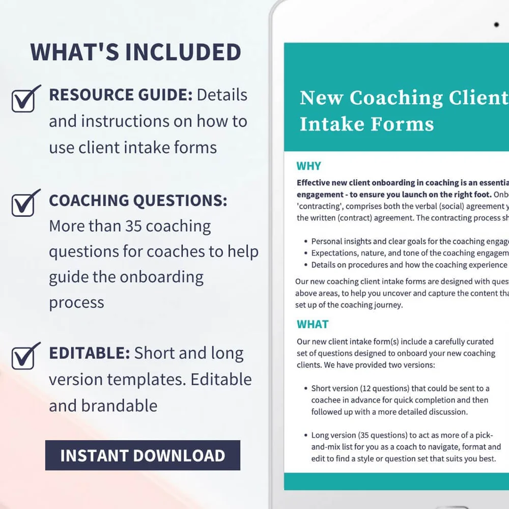 New Client Intake Form Coaching