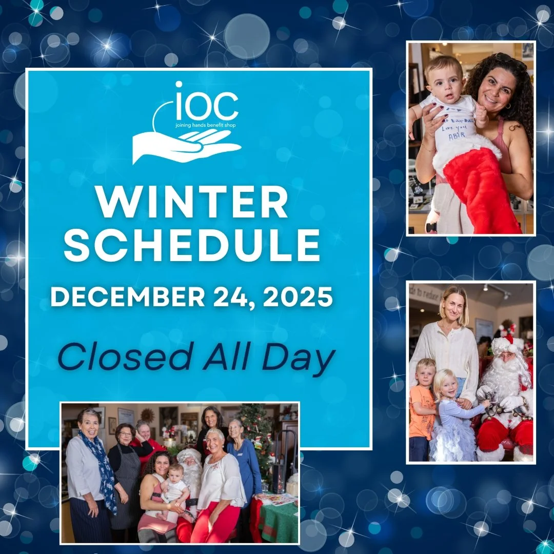 As the holidays approach, the Joining Hands Benefit Shop team is wrapping up a wonderful year of community giving and connection. Please note that on Wednesday, December 24, 2025, we will be closed all day to allow our volunteers and staff to spend t