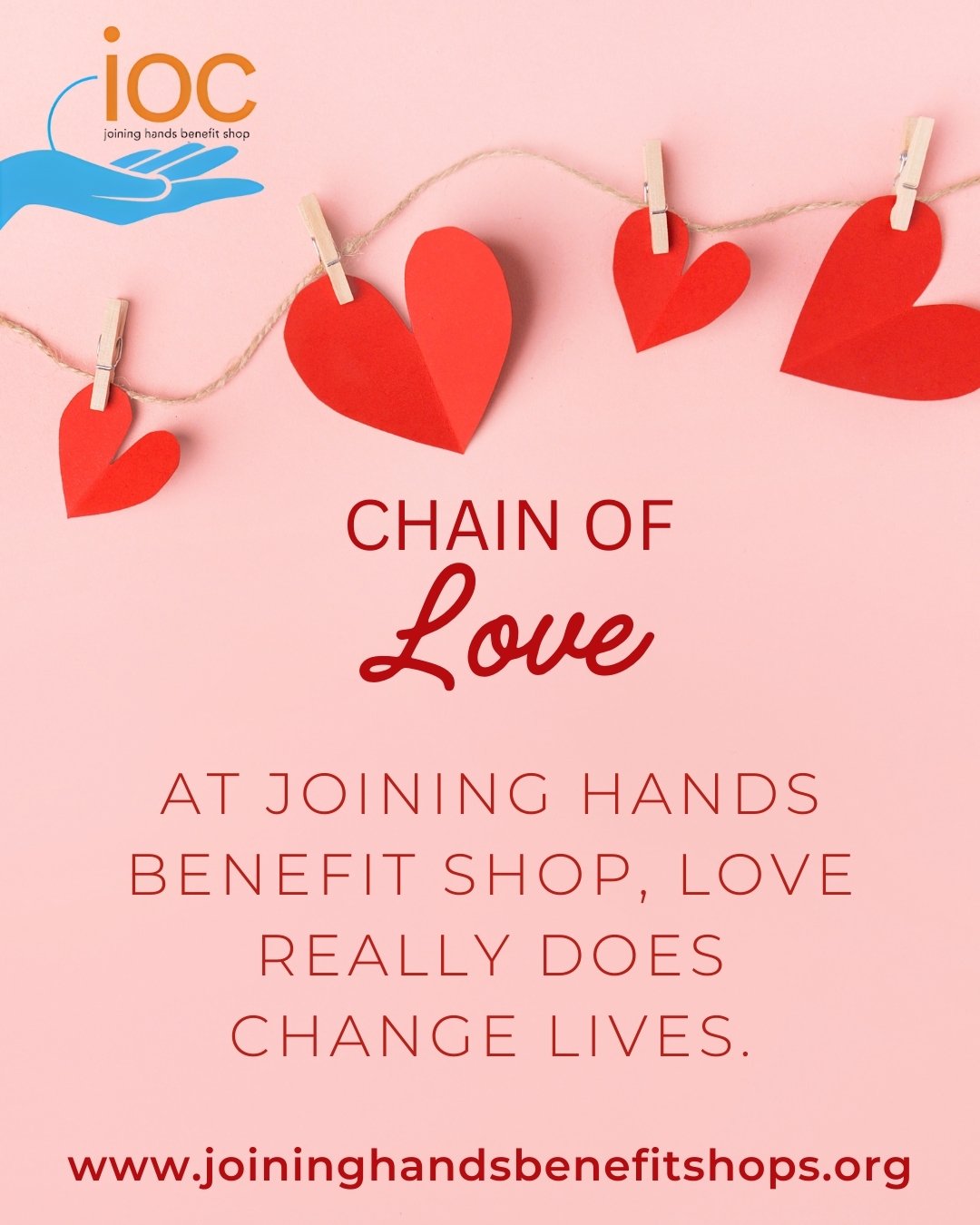CHAIN OF LOVE 💕

When you shop or donate at Joining Hands Benefit Shop, you&rsquo;re doing more than finding beautiful things &mdash; you&rsquo;re helping provide food, shelter, medical assistance, and crisis support for local neighbors in need.

Th