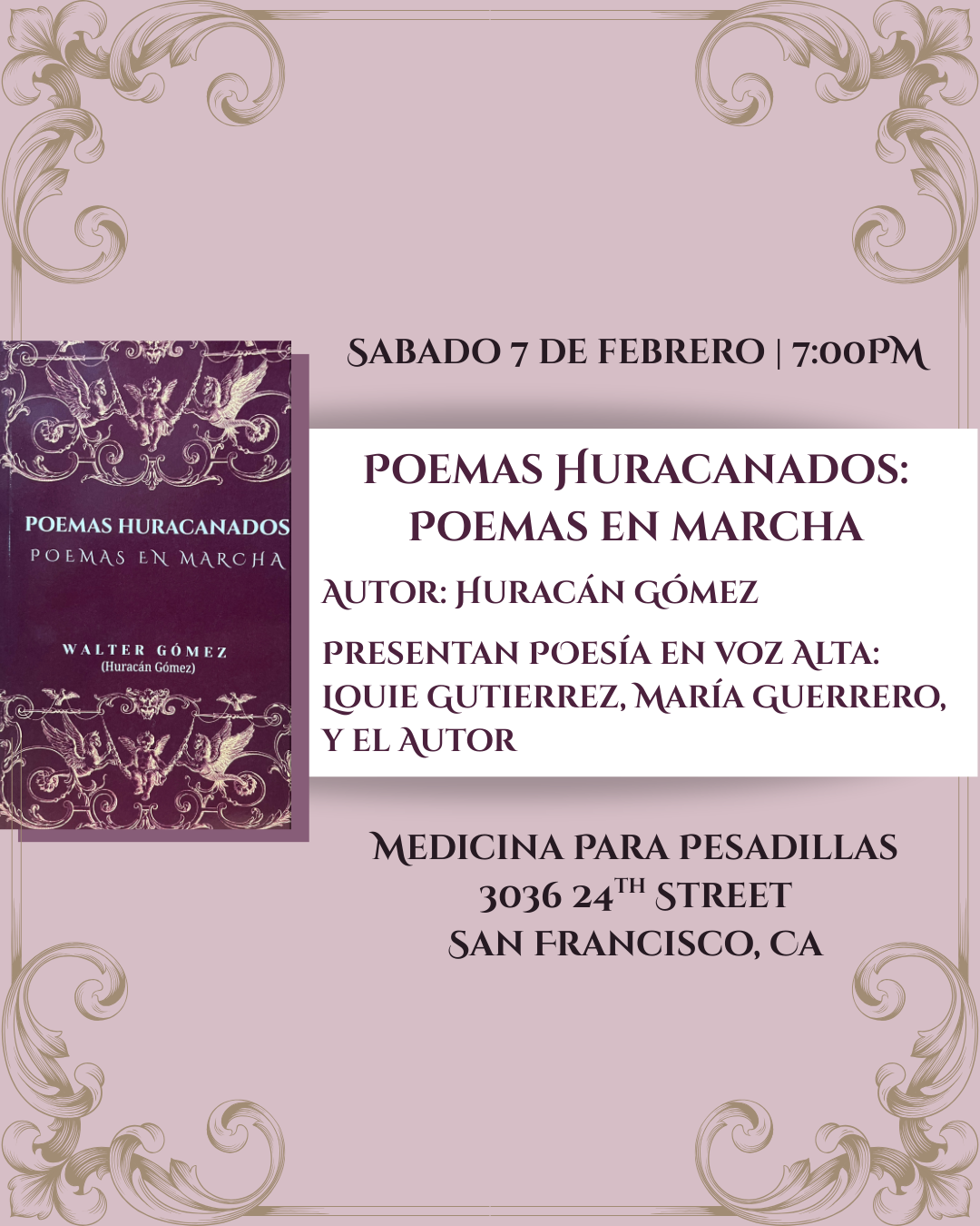 Poesia En Voz Alta con Huracan  Gomez, Maria Guerrero, y Louie Guiterrez