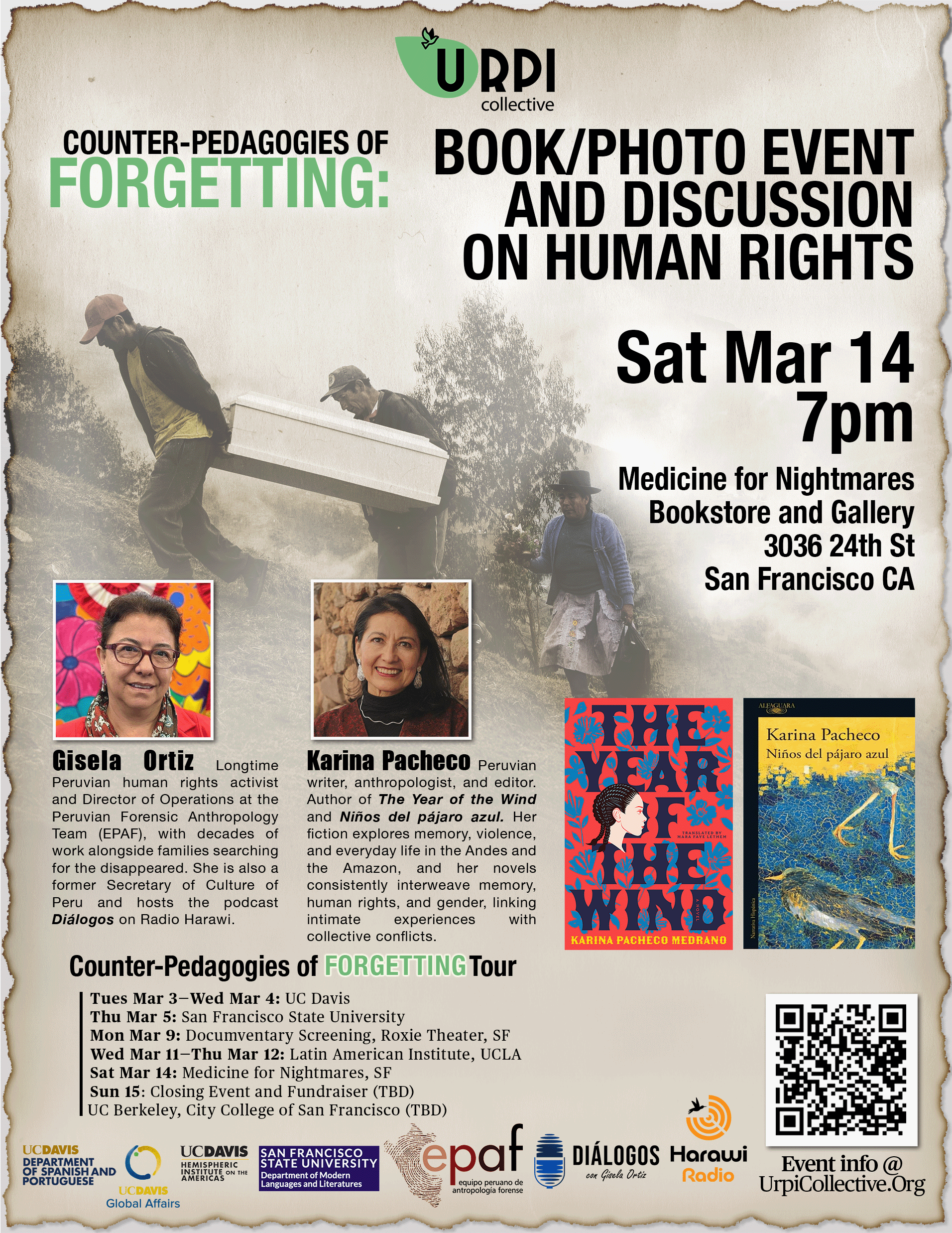Counter-Pedagogies of Forgetting: Book/Photo Event and Discussion on Human Rights with Karen Pacheco and Gisela Ortiz