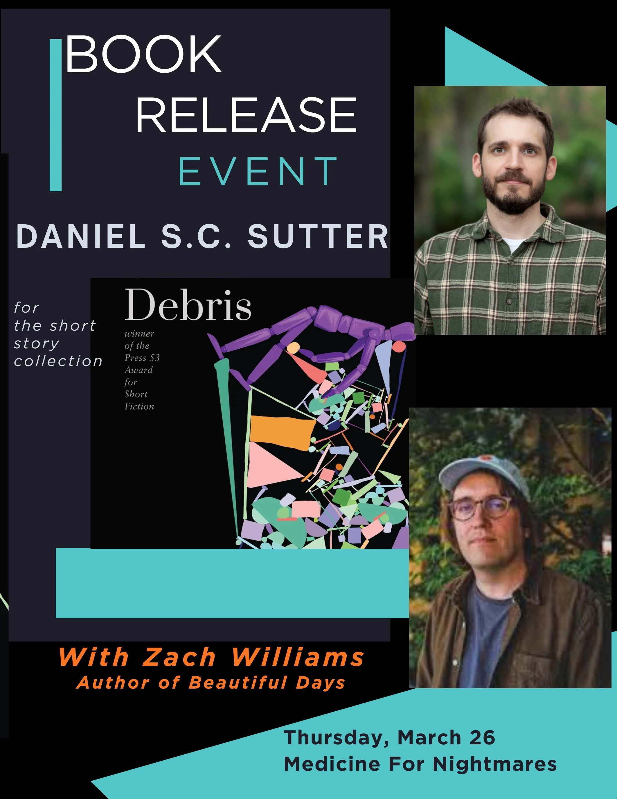  Book Release for Debris: Stories, Daniel S.C. Sutter in conversation with Zach Williams