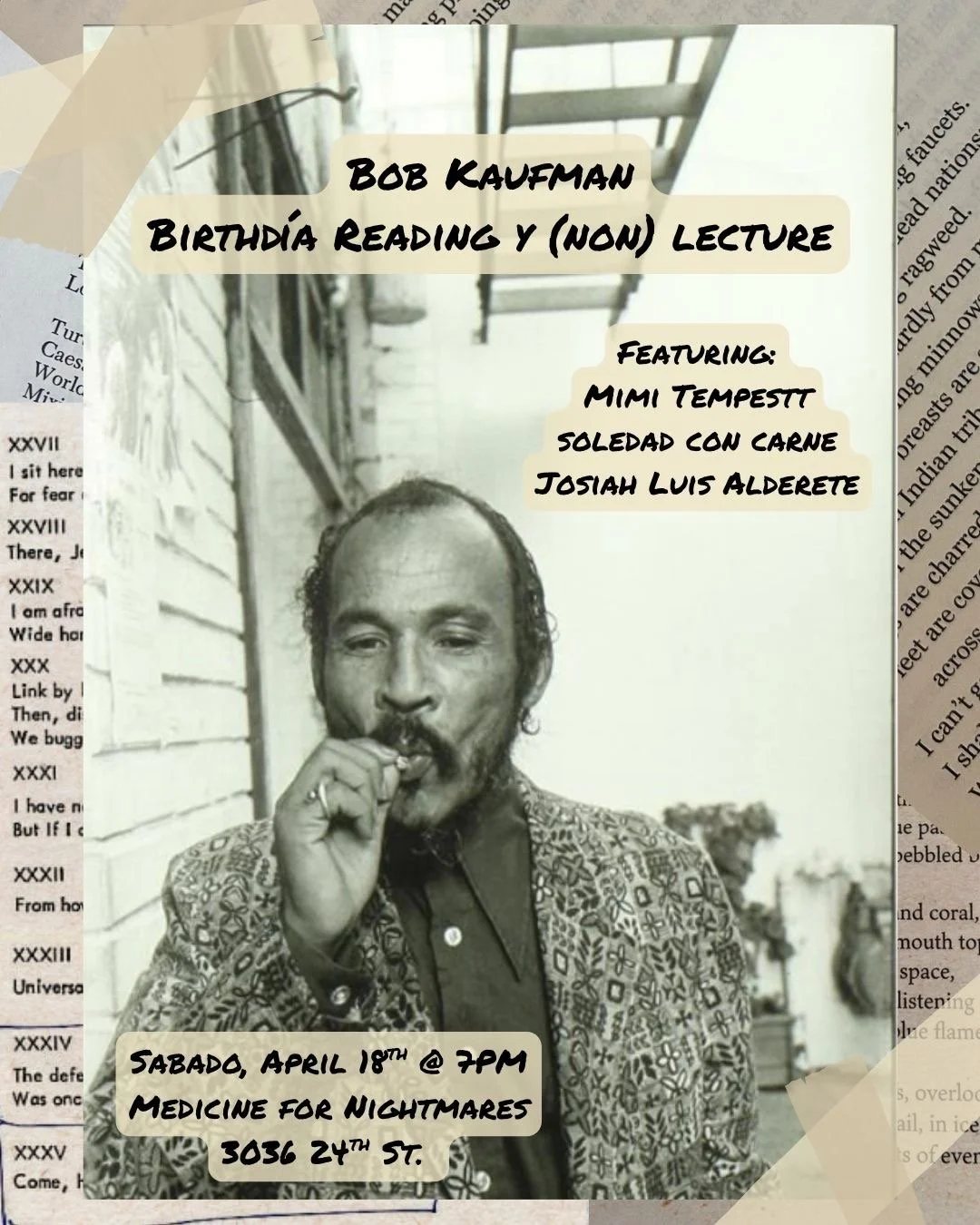 Bob Kaufman Birthdia Reading y (non)Lecture