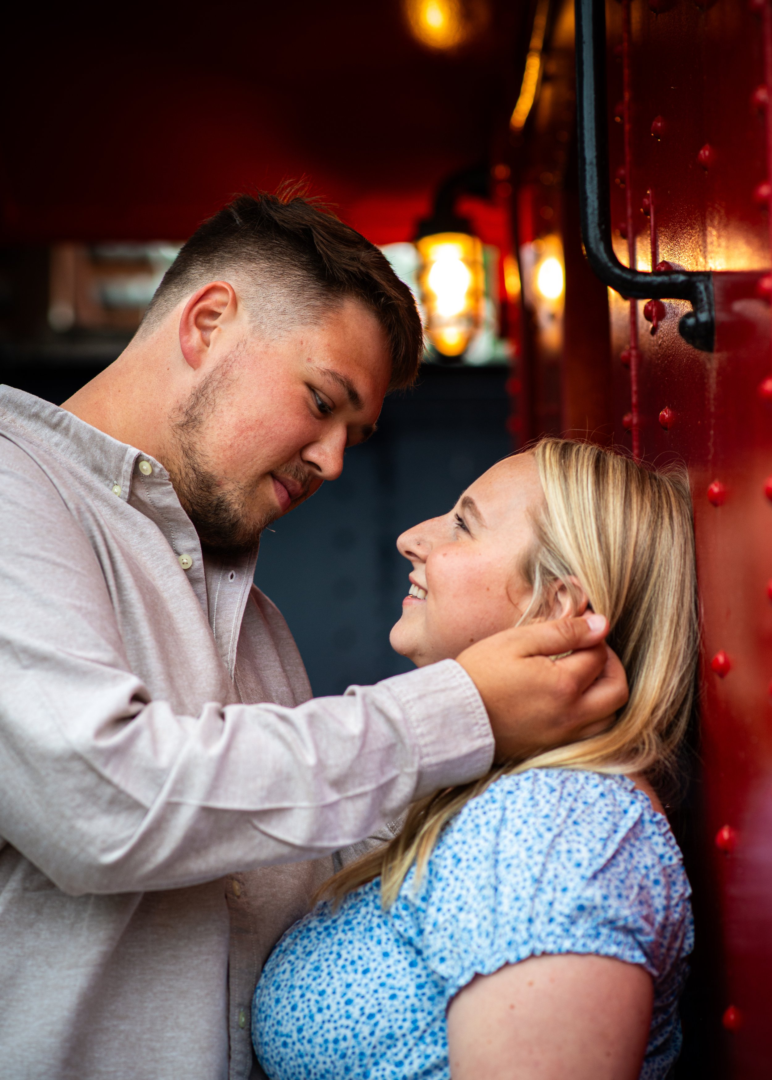 Portrait of couple on train
