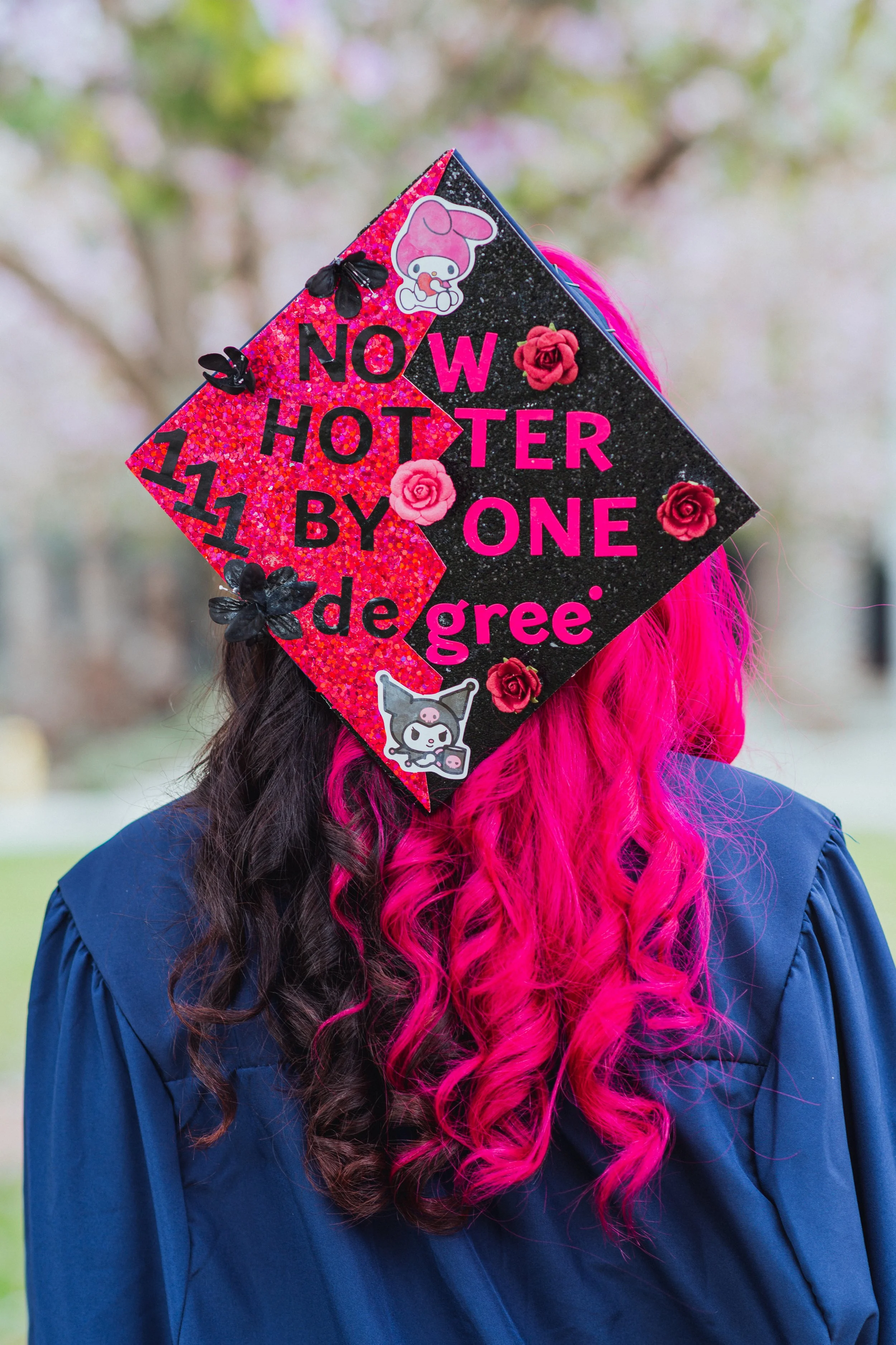 Fun design on graduation cap taken at cal state Fullerton 