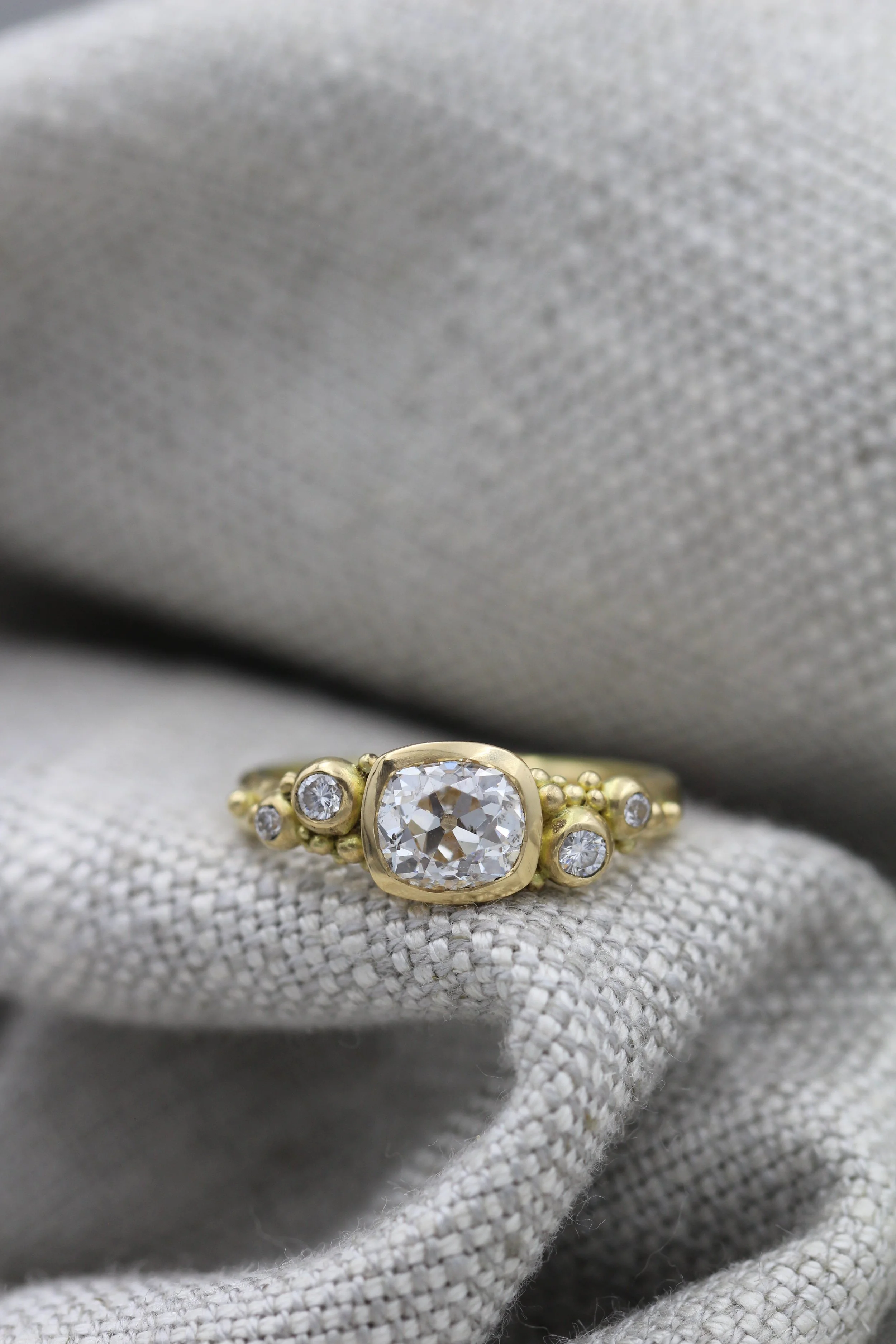 Old Cut Cushion Cluster Ring