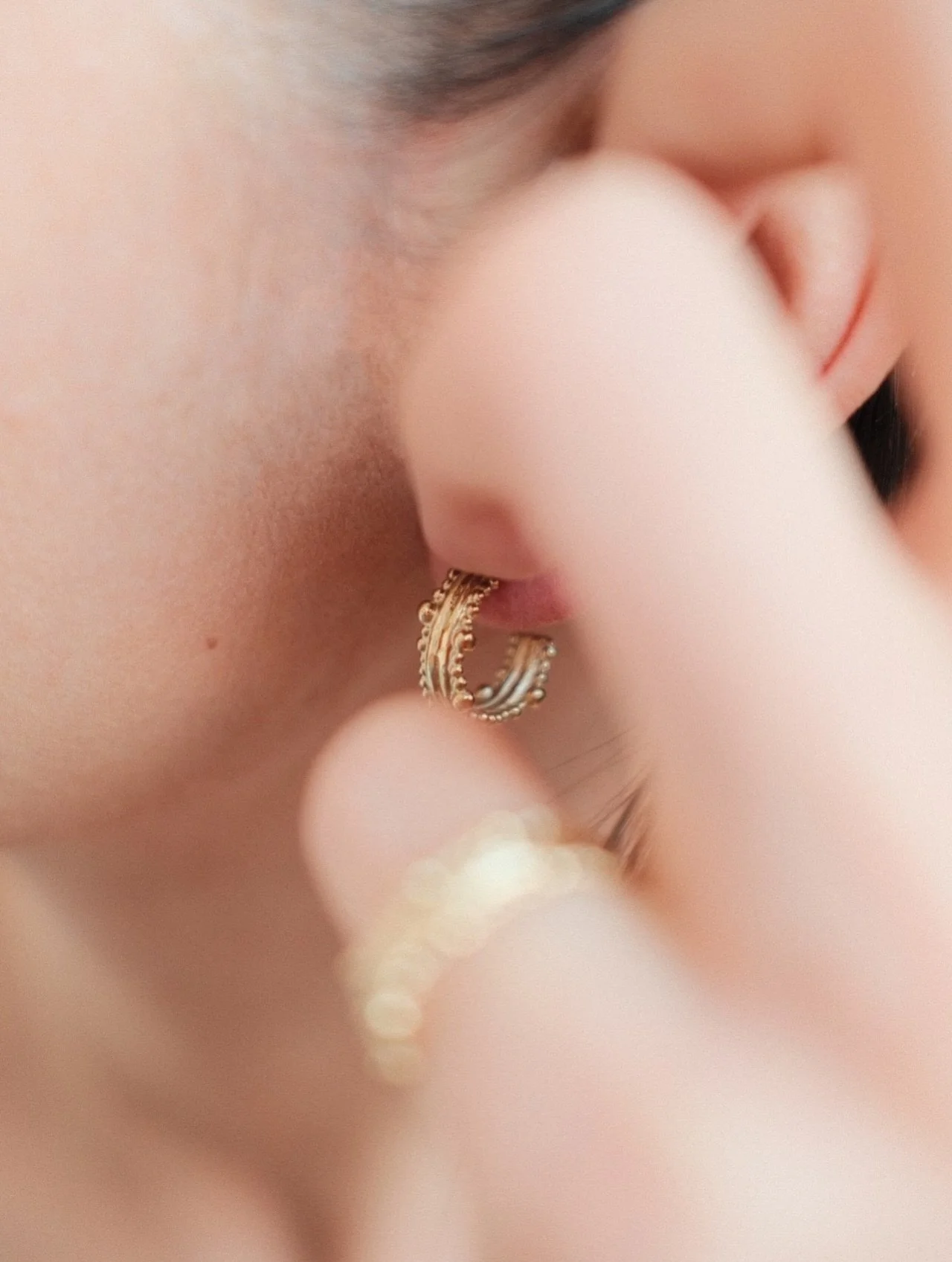 Embellished Hoops | Delicate edges of golden granulation on handforged hoops.

These have fast become my everyday earrings. Measuring 15mm they are a perfect statement, yet delicate, pair of hoops that are easy to dress up, or dress down. They come i