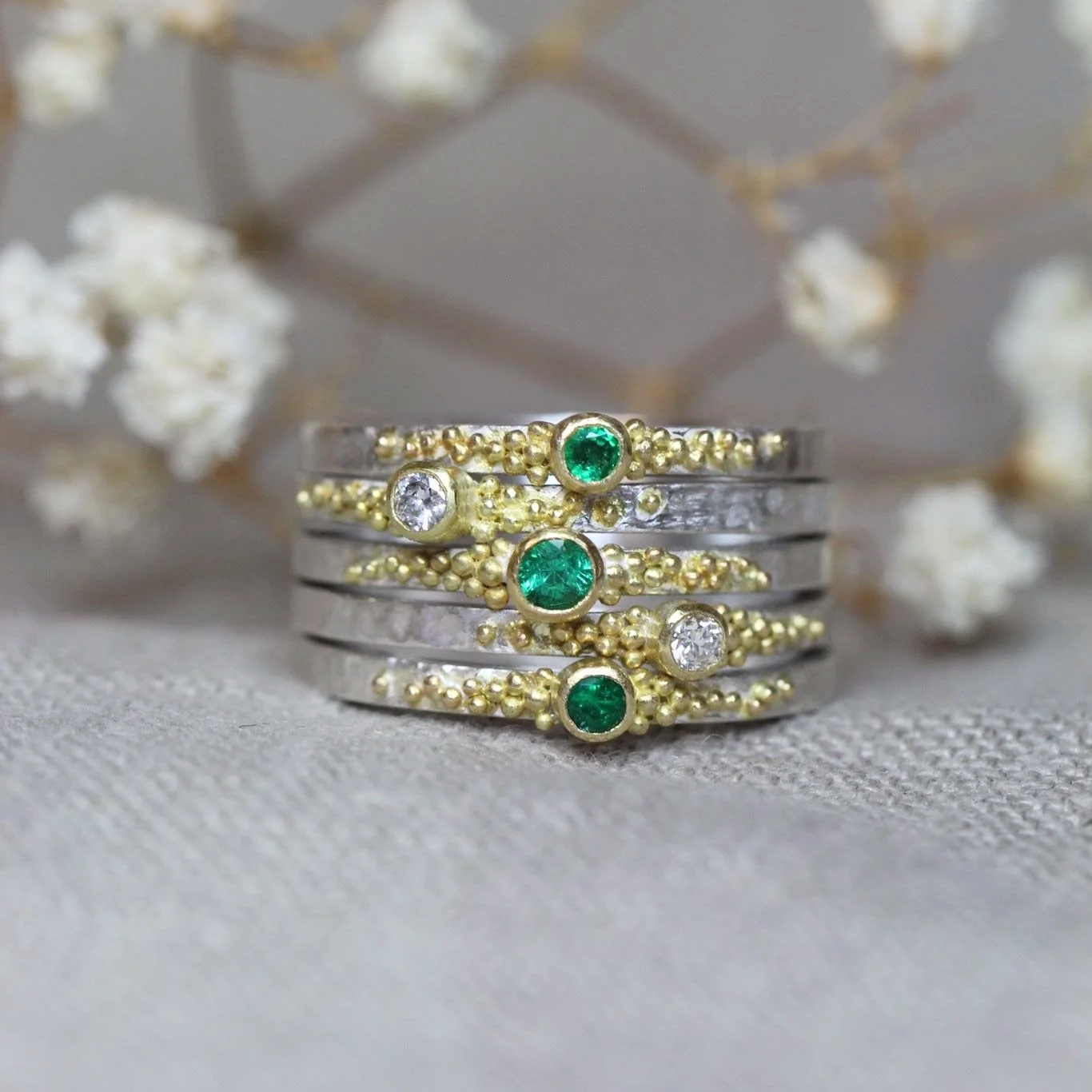 Emerald & Diamond Stacking Rings