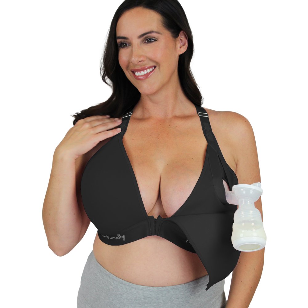 Nurturally Nursing and Pumping Bra - Non-Wired, Adjustable, High Support  with Electric Breast Pump — Nurturally