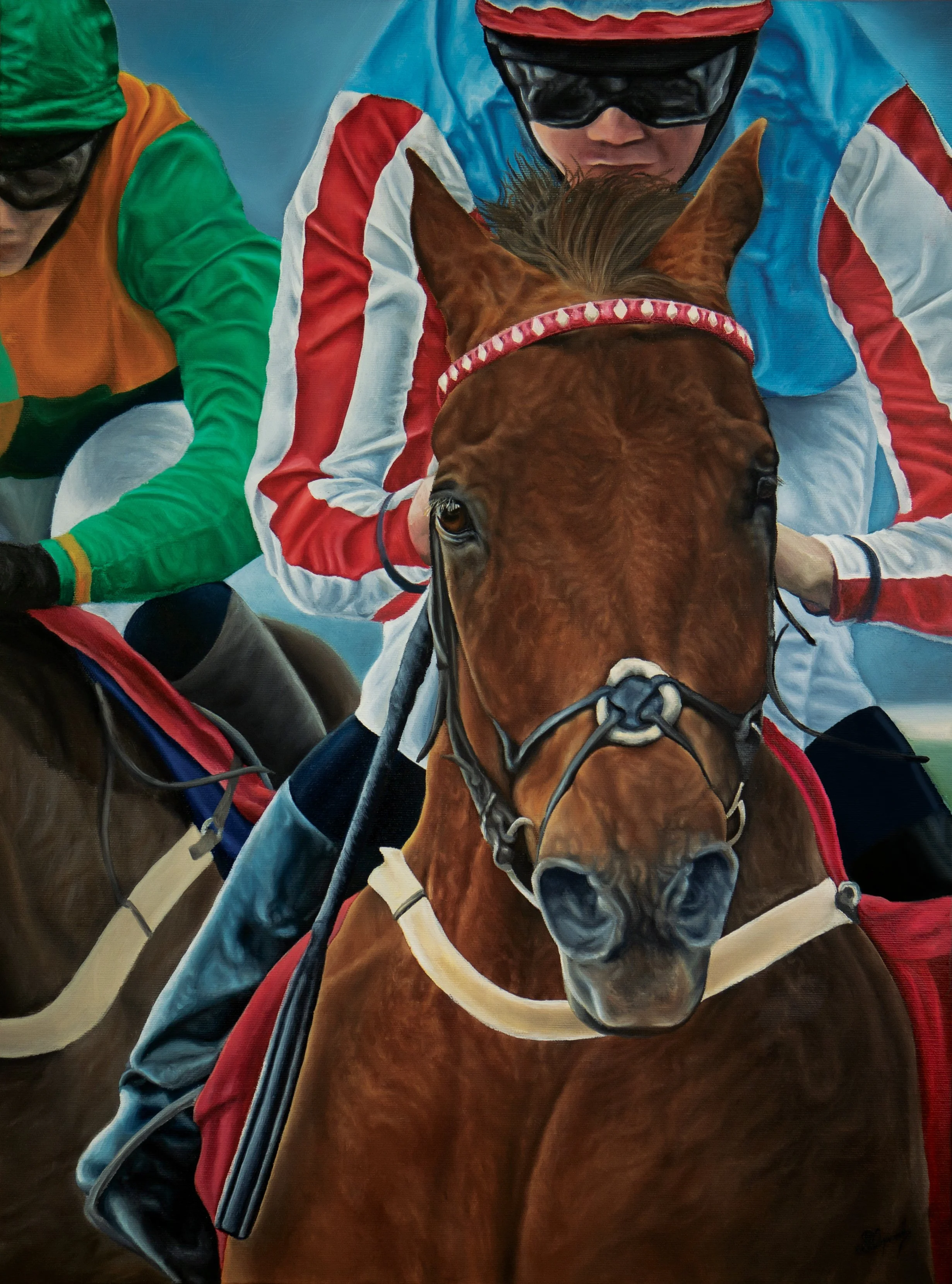Orpwood Fine Art, Nearly There, Time for a Turn Of Foot, S M Myles Orpwood, Susannah Orpwood, Painting of a racehorse.jpg