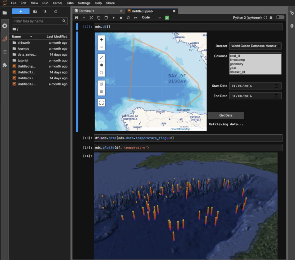 A screenshot of the Ocean Data Connector tool