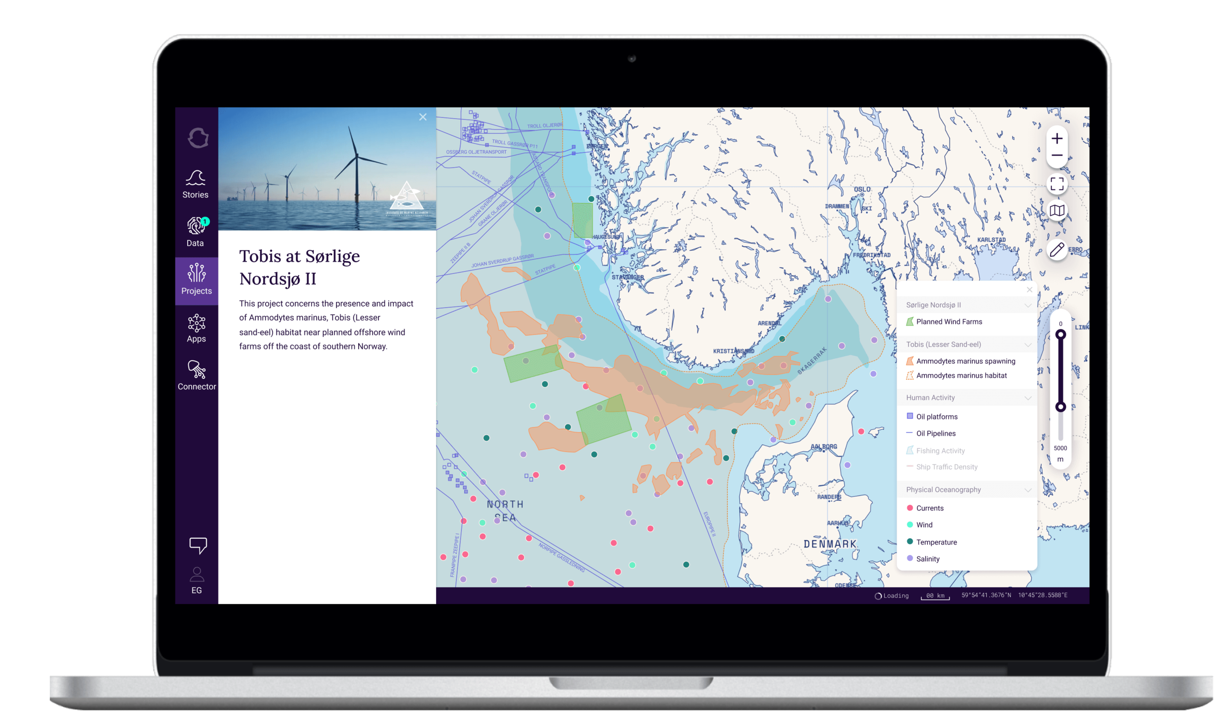 An image of the Ocean Data Platform on a laptop